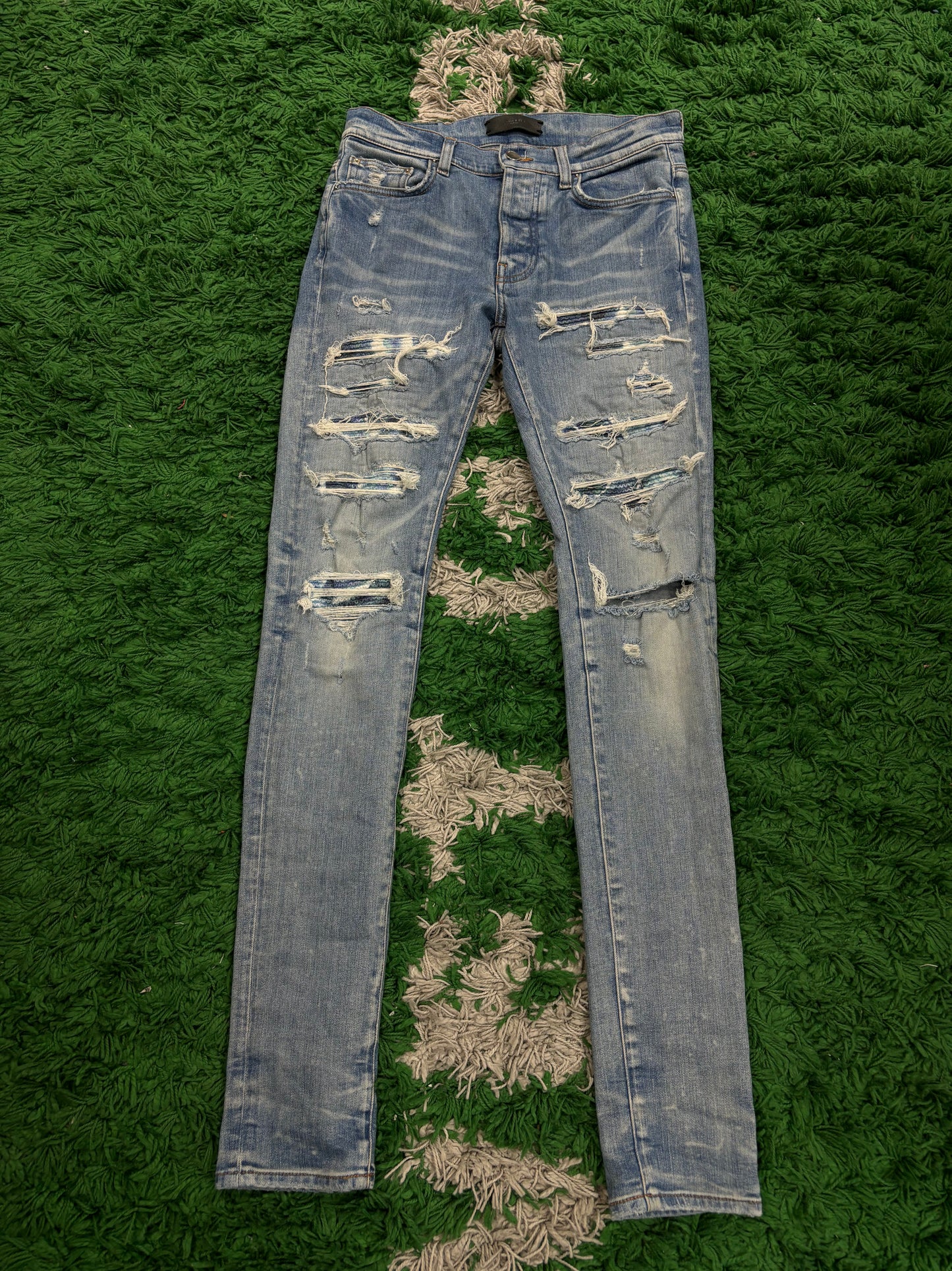 Amiri Jeans Light Wash Powder Blue Thrasher Patch Used 29 N/A