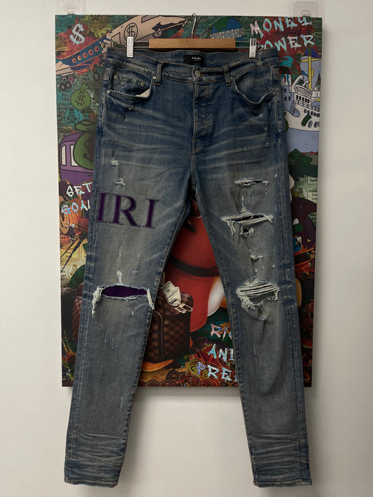 Amiri Light Wash Purple Side Logo Jeans Used