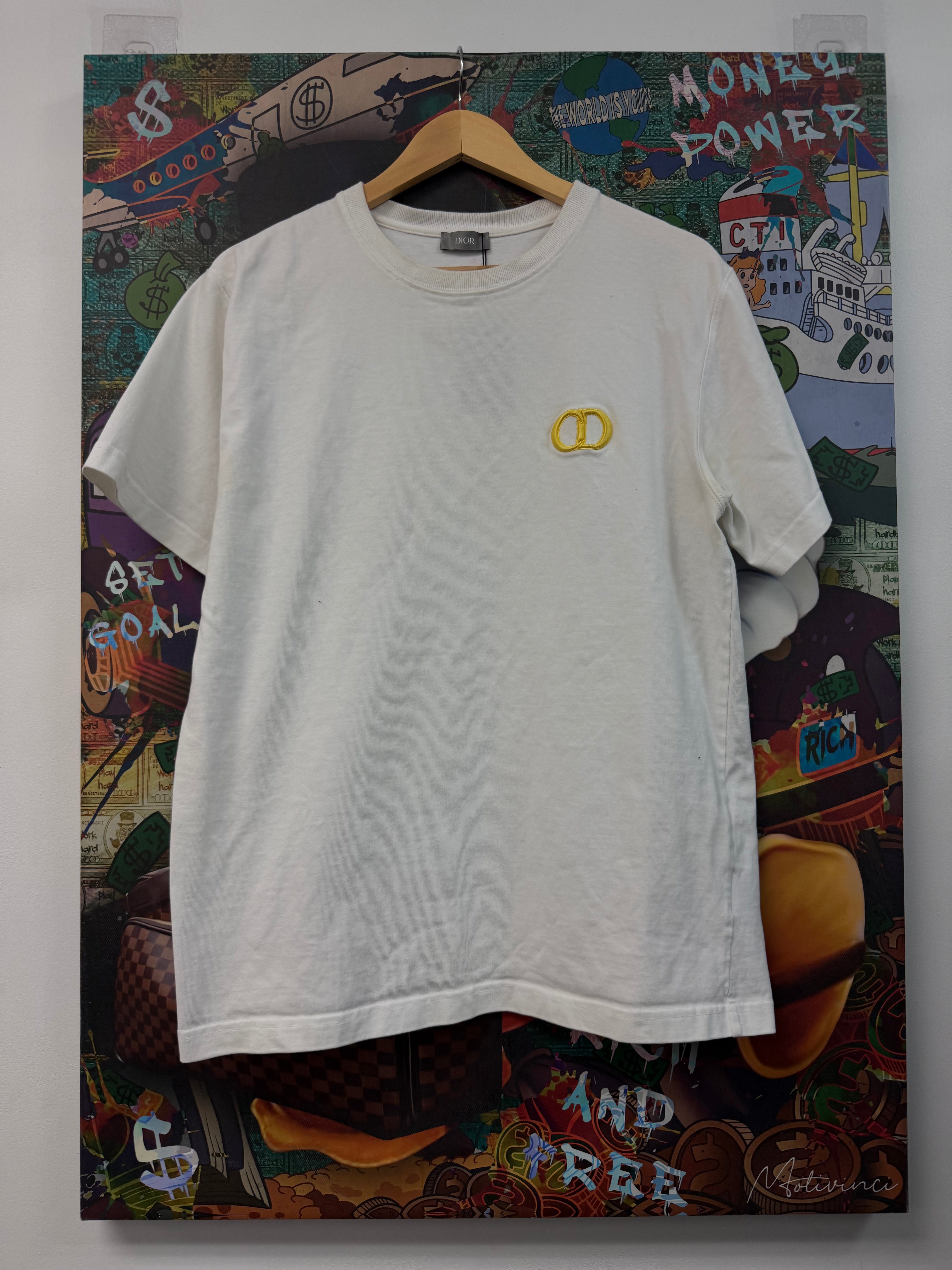 Dior White Yellow CD Logo Tee