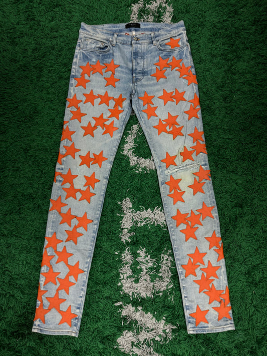 Amiri Chemist Lightwash Orange Jeans Used 32