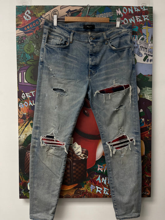 Amiri MX1 Light Wash Blue Red Patch (Restitched Pocket) Used