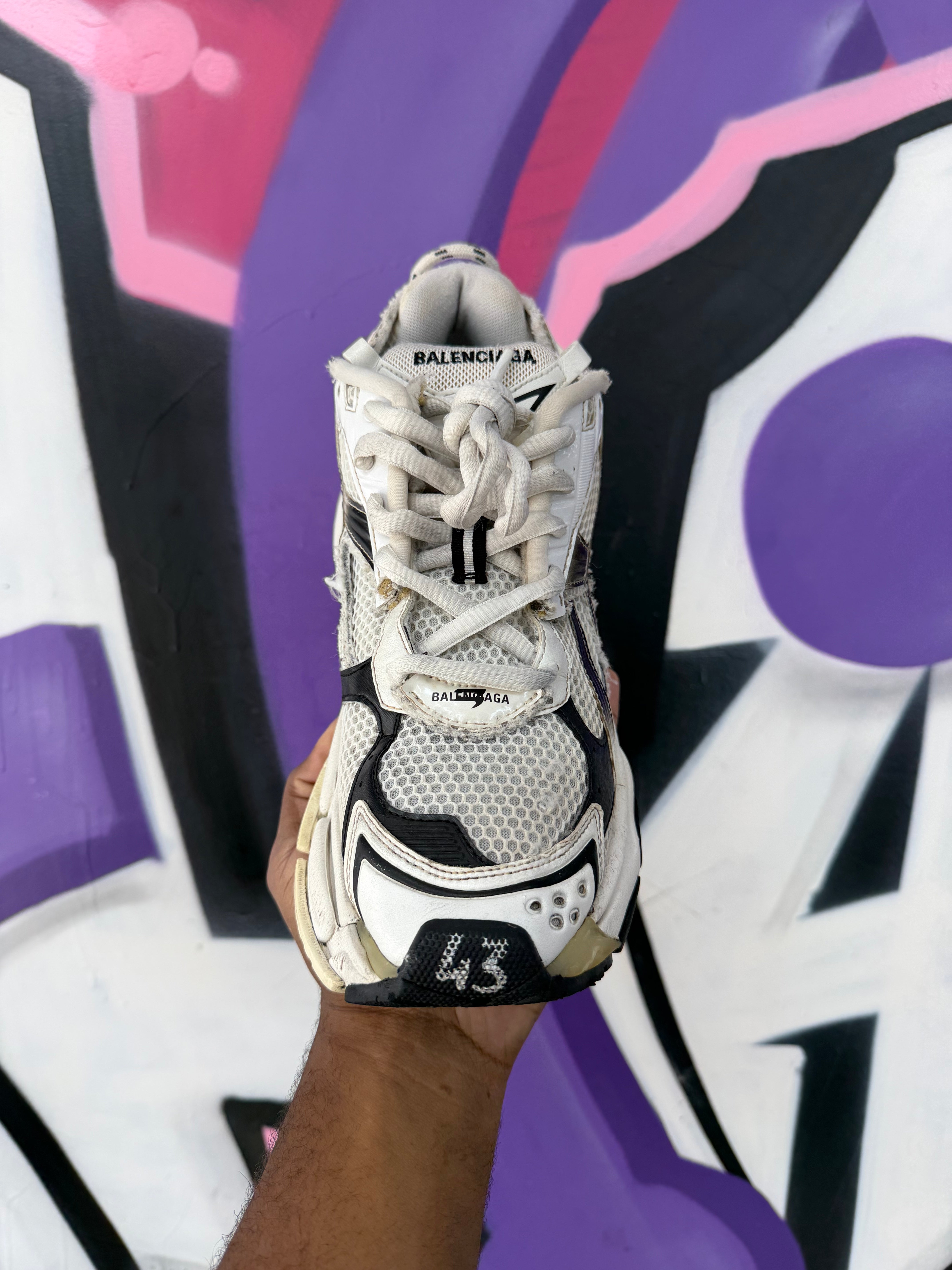 Balenciaga White Black Runner Sneakers