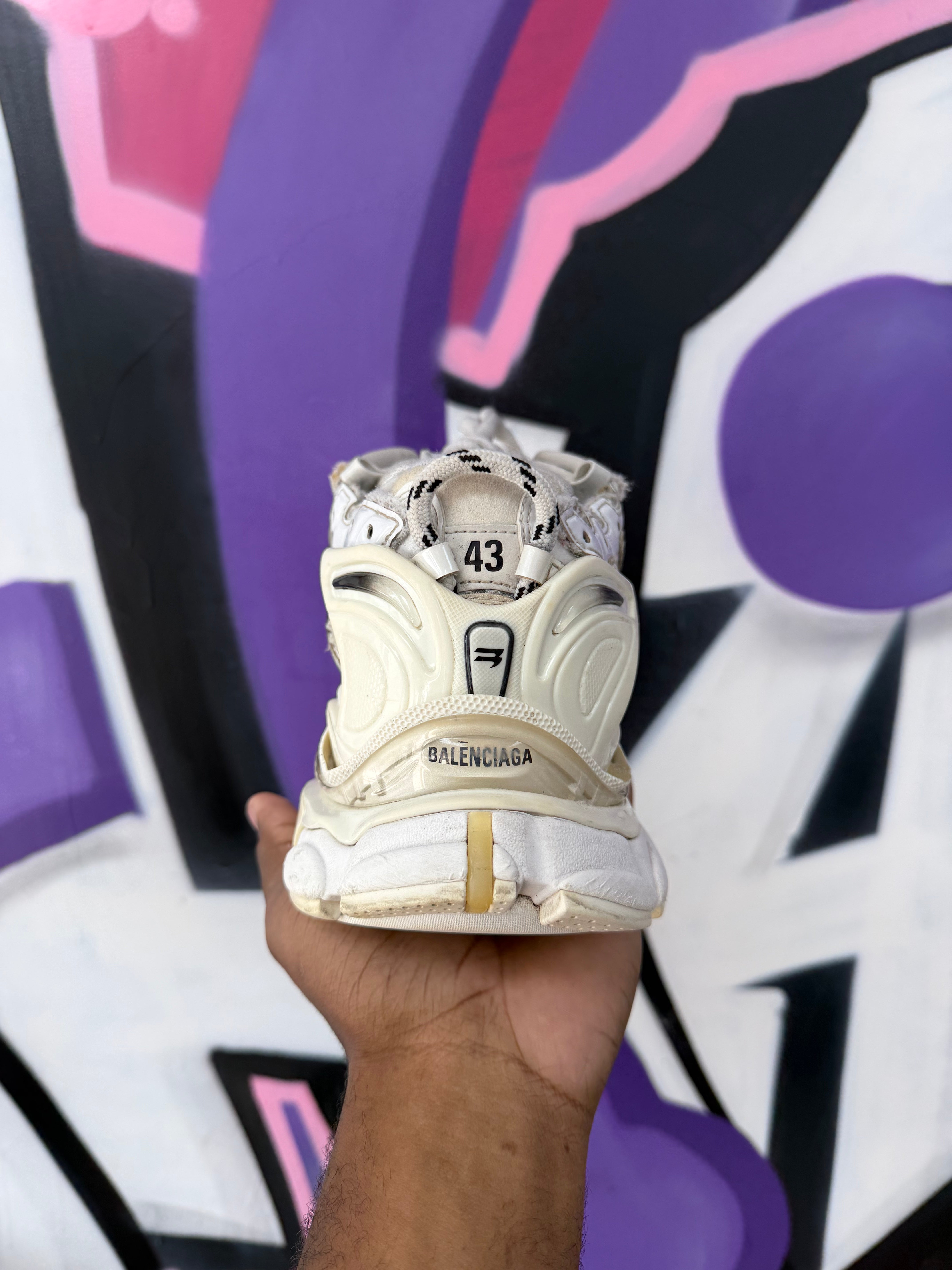 Balenciaga White Black Runner Sneakers