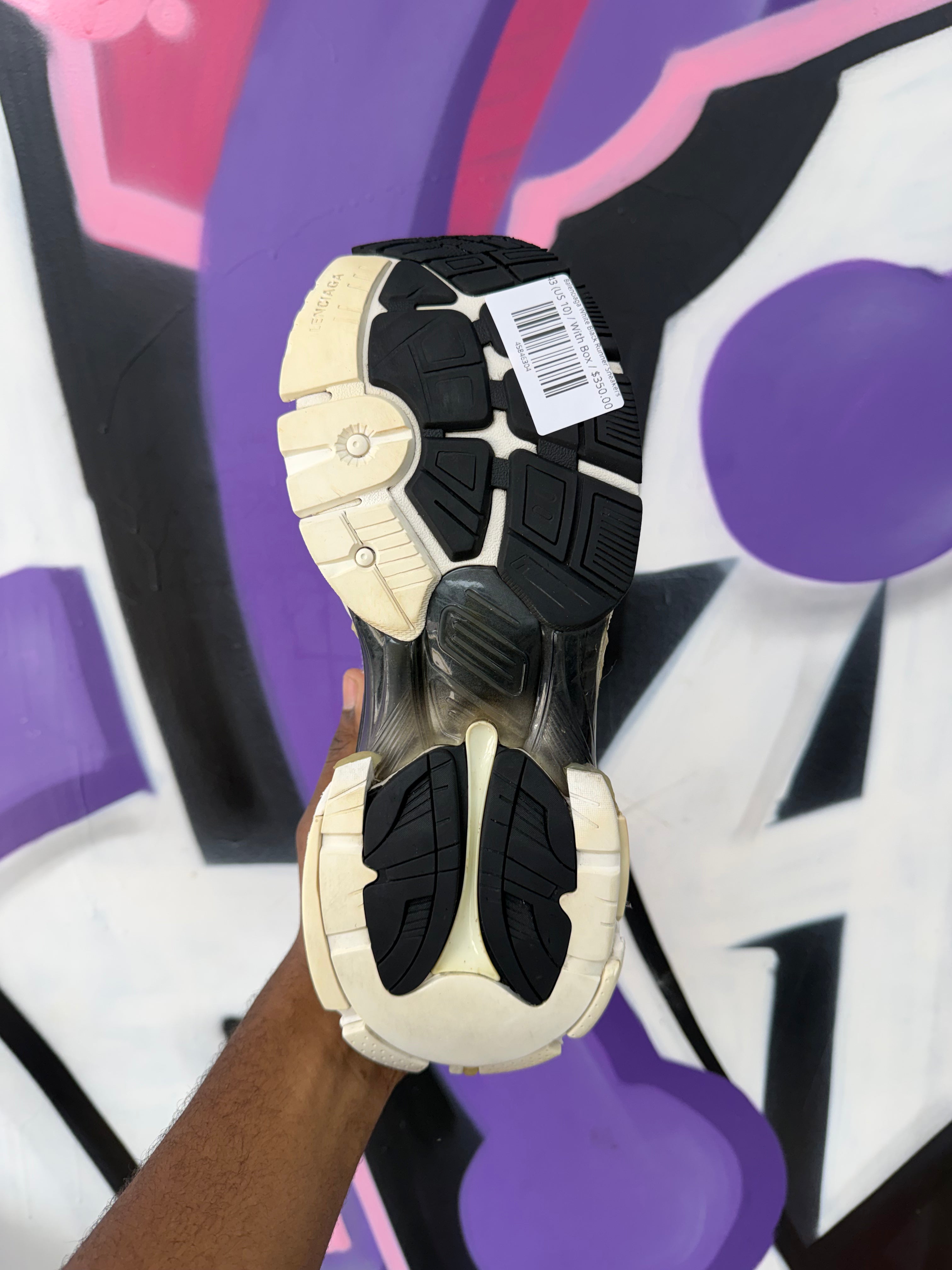 Balenciaga White Black Runner Sneakers