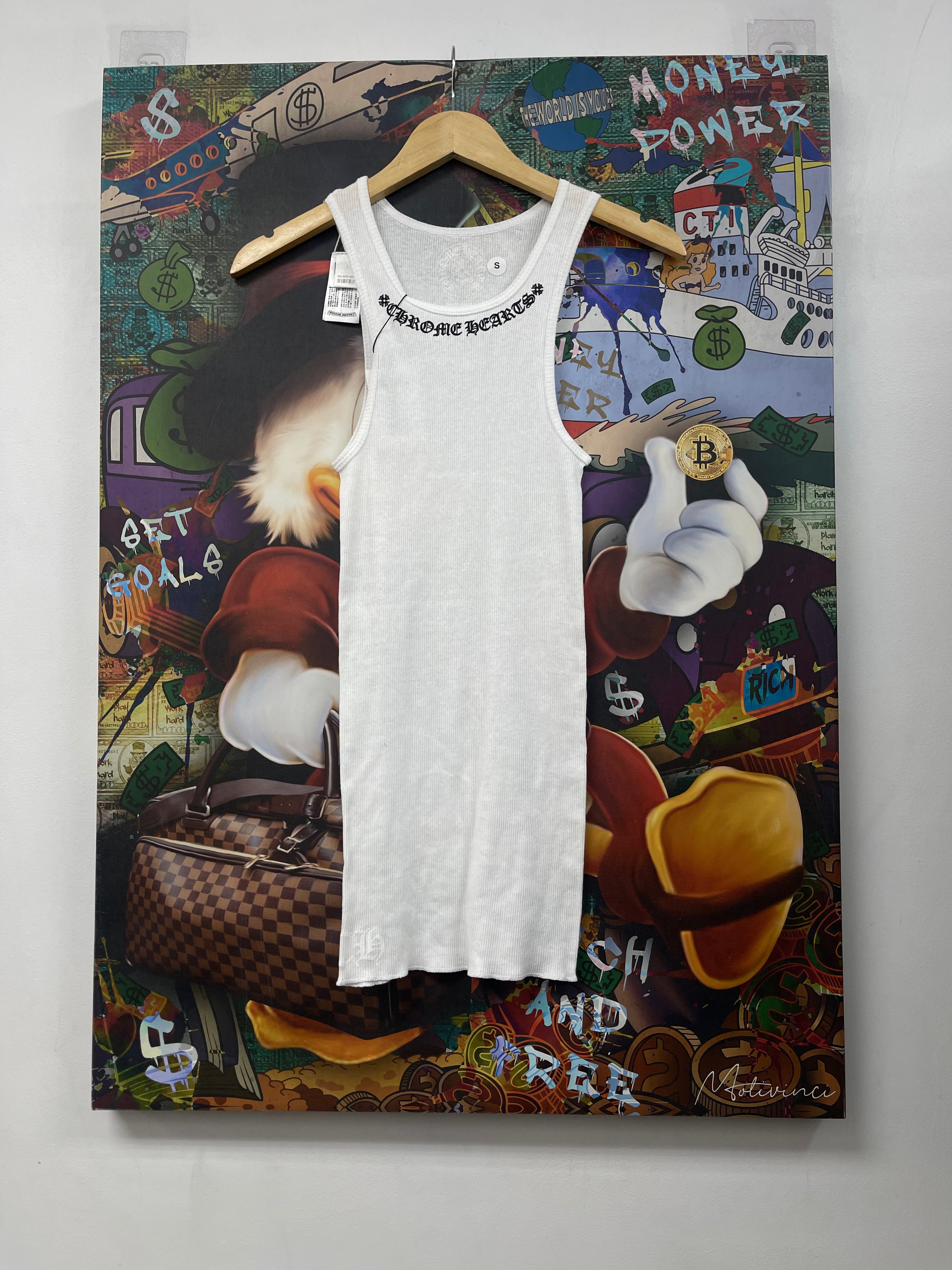 Chrome Hearts White Black Scroll Logo Tank Dress