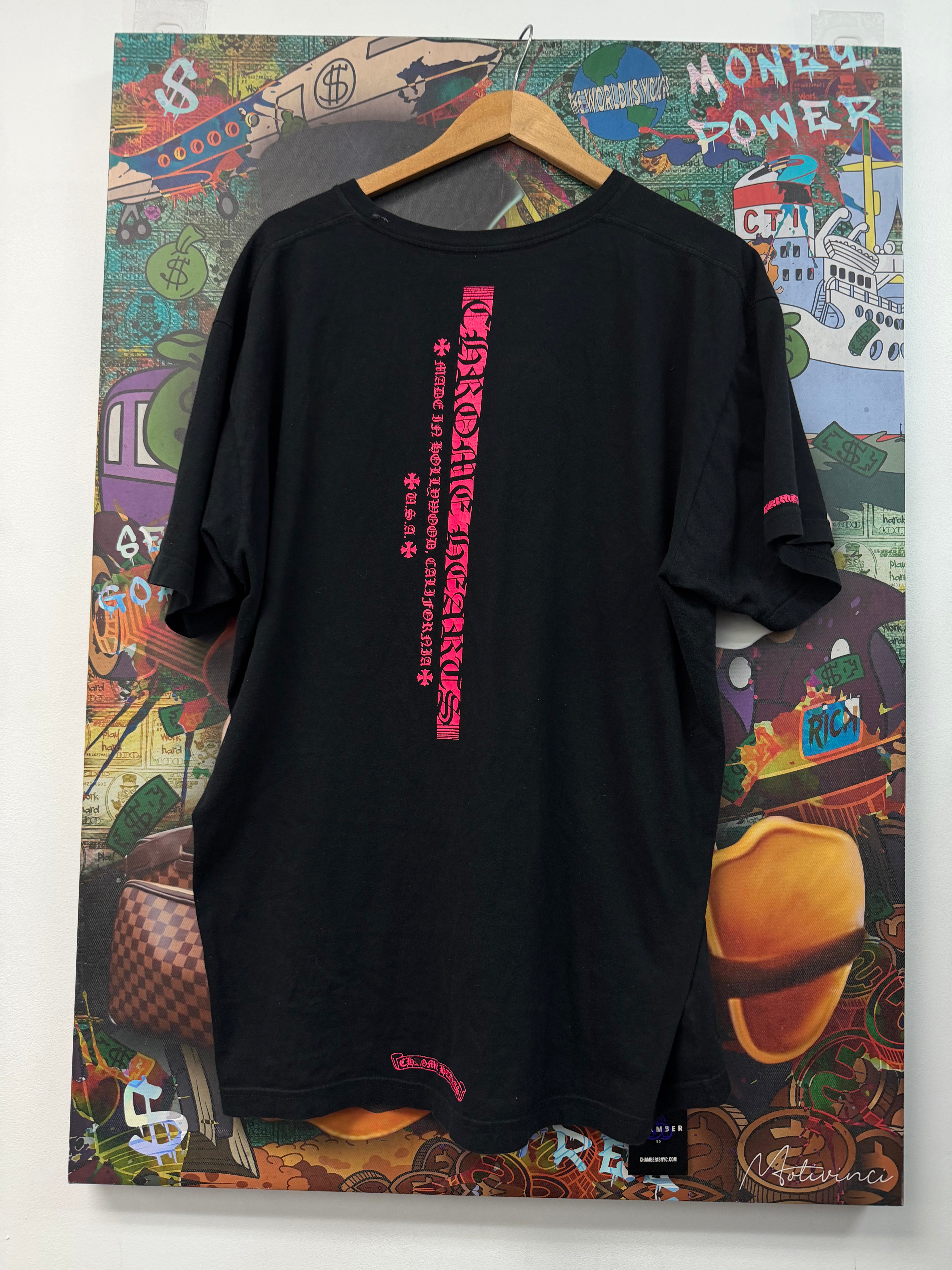 Chrome Hearts Black Pink Vertical Tee