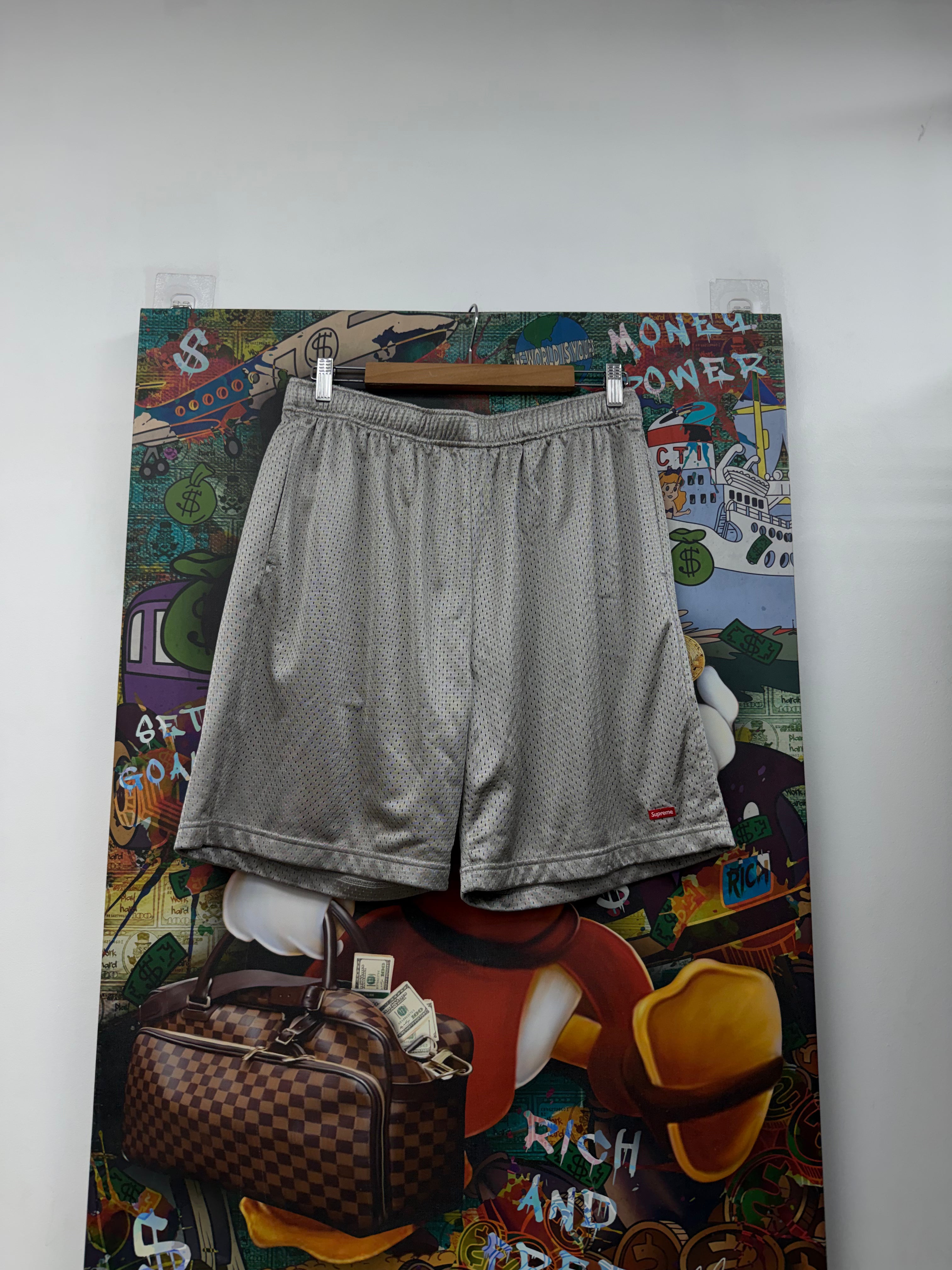 Supreme Grey Red Small Box Logo Shorts
