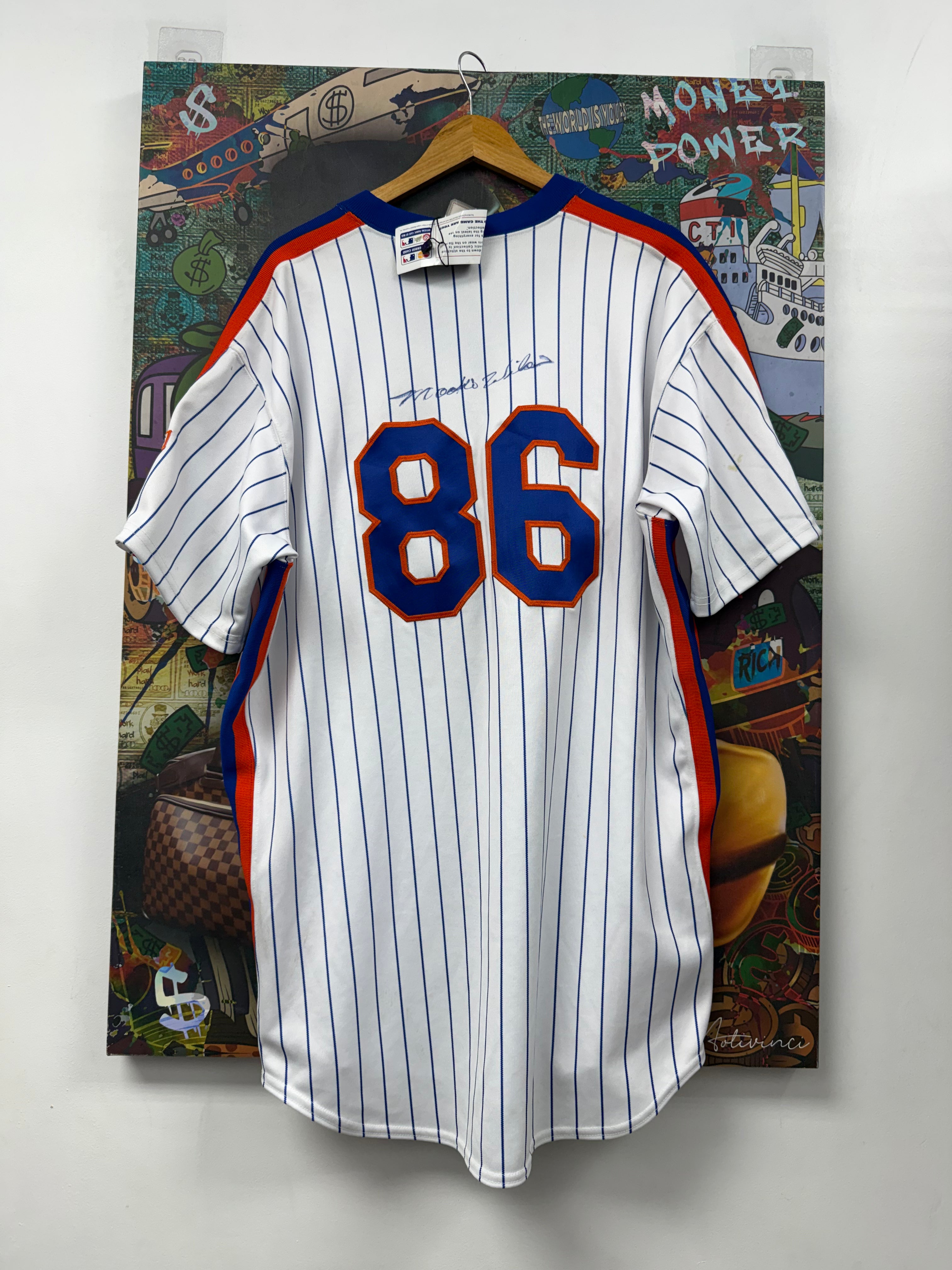 Majestic White Blue Mets 86 Jersey