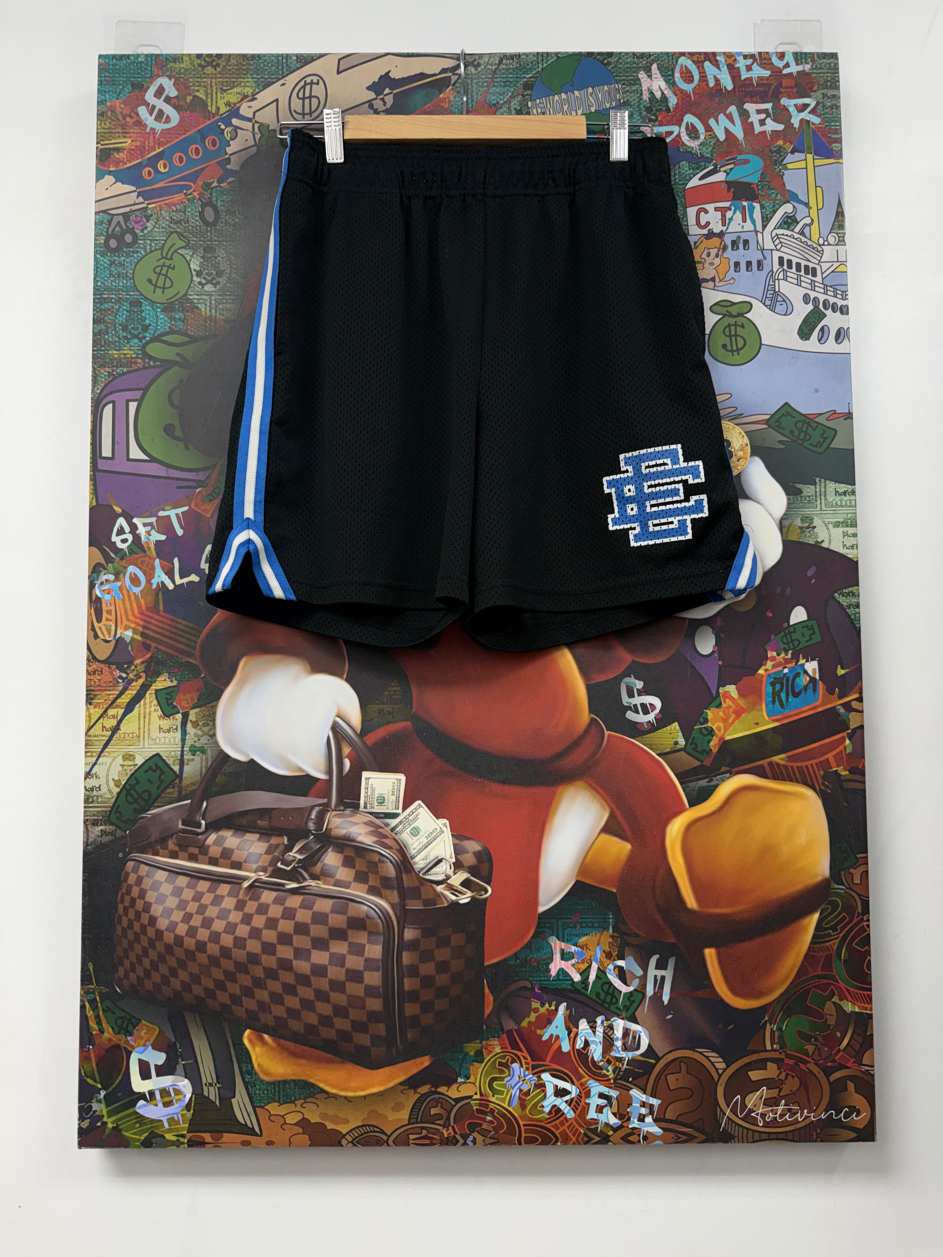 Eric Emanuel Black Blue Stripe Shorts