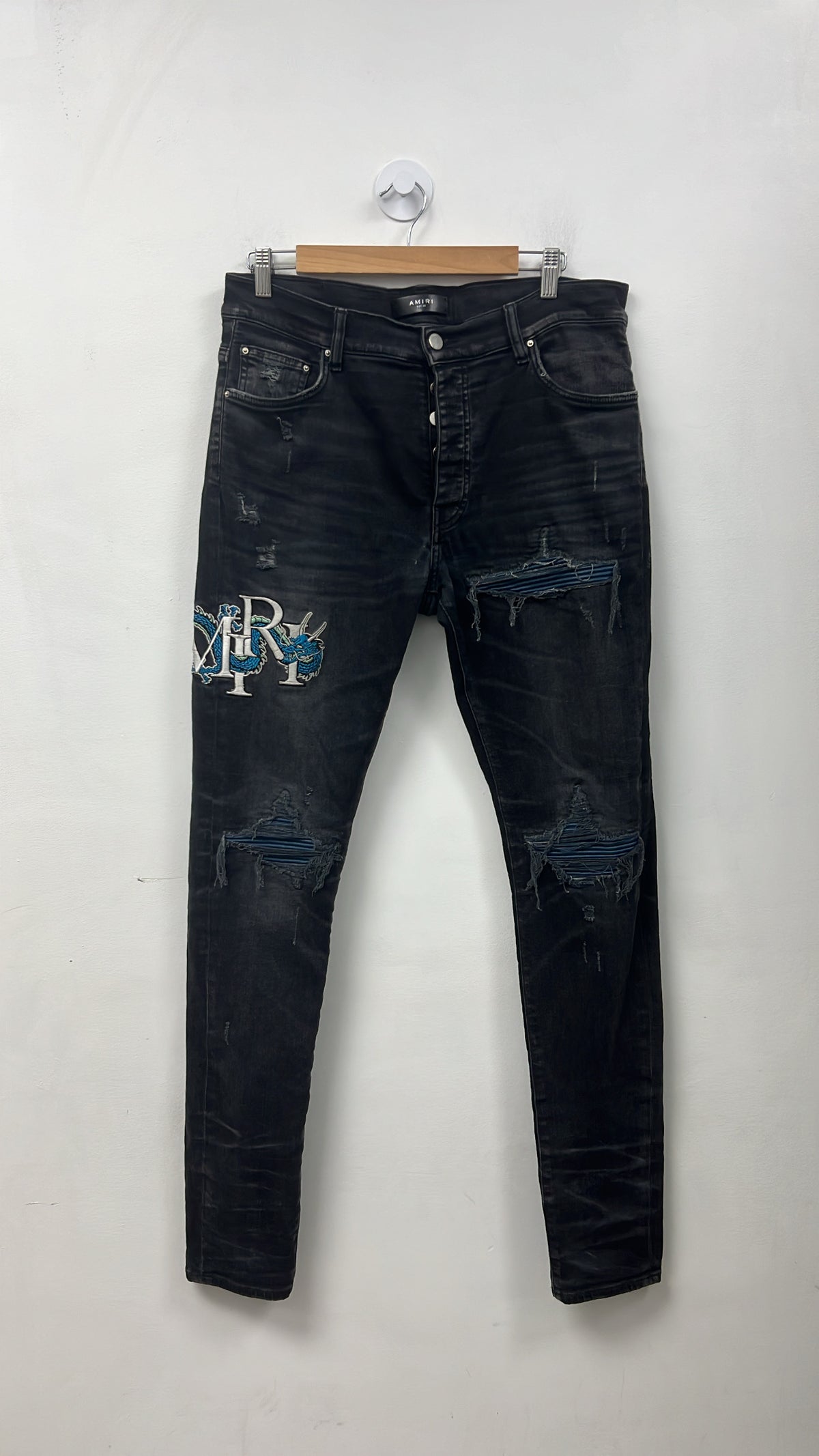 Amiri Black Wash Year Of The Dragon Side Logo Jeans