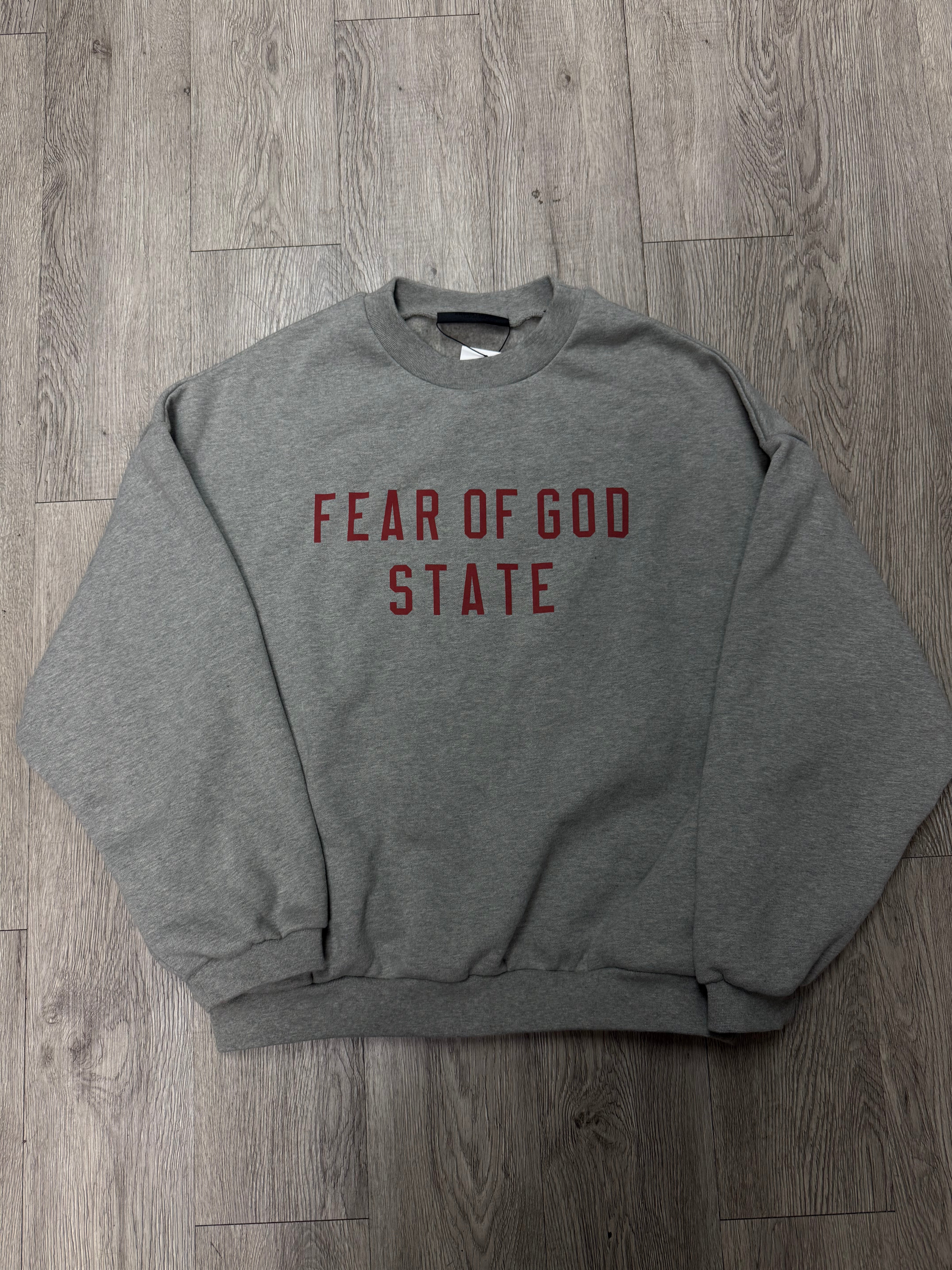 Essentials Grey Red FOG State Crewneck