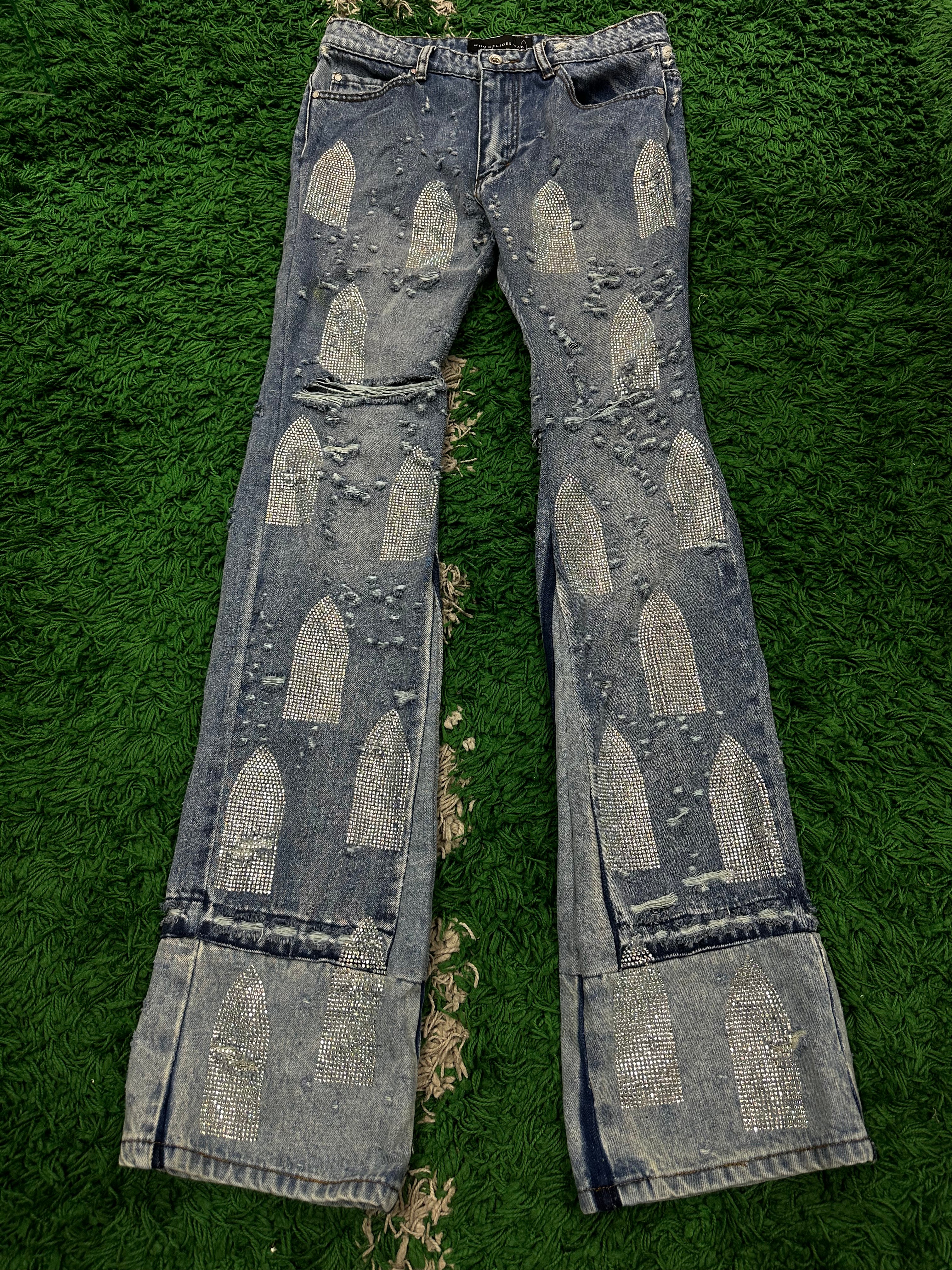 WDW Rhinestone Stain Glass Jeans Used 30