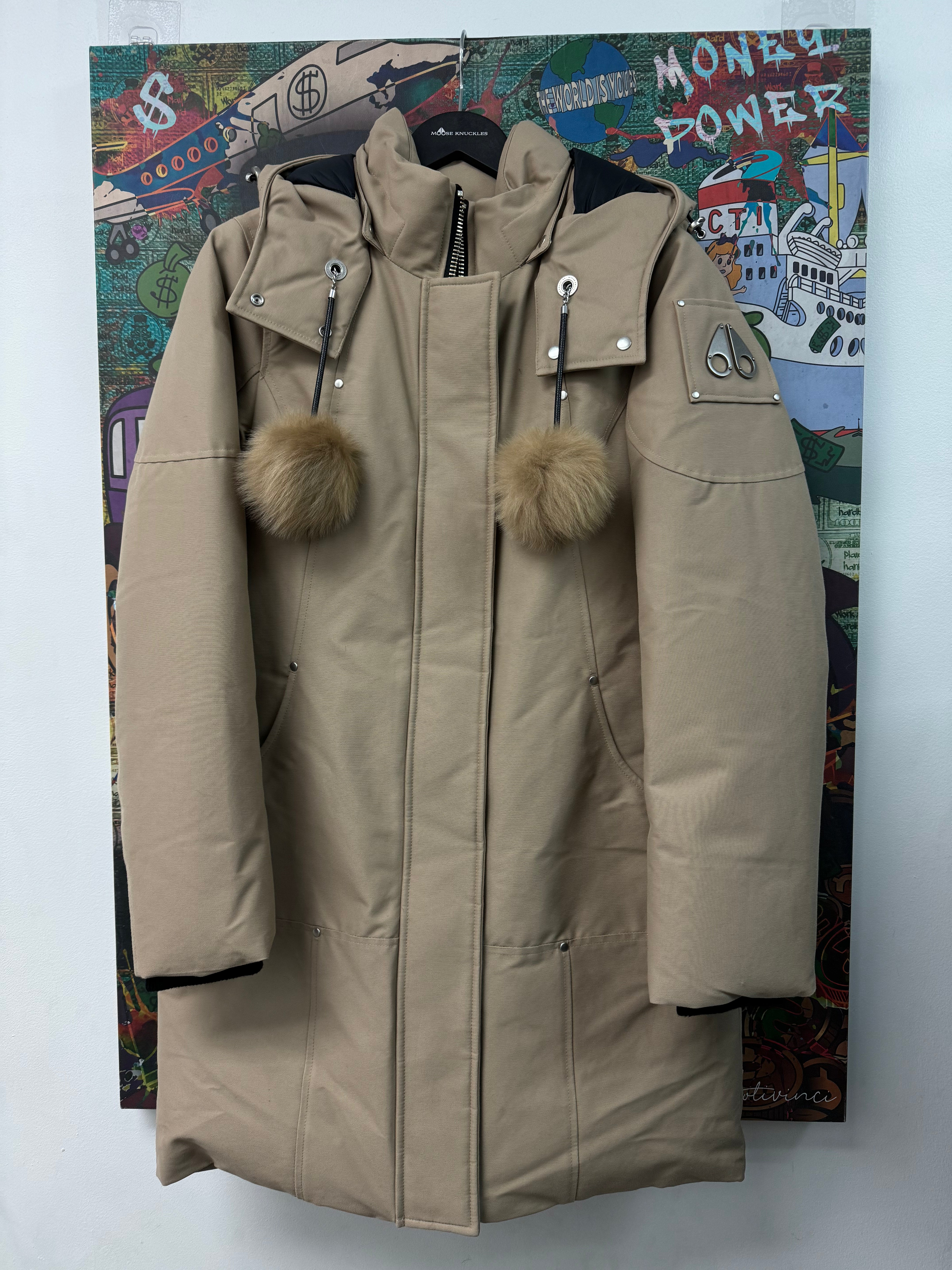 Moose Knuckles Tan (With Pom Pom) Parka