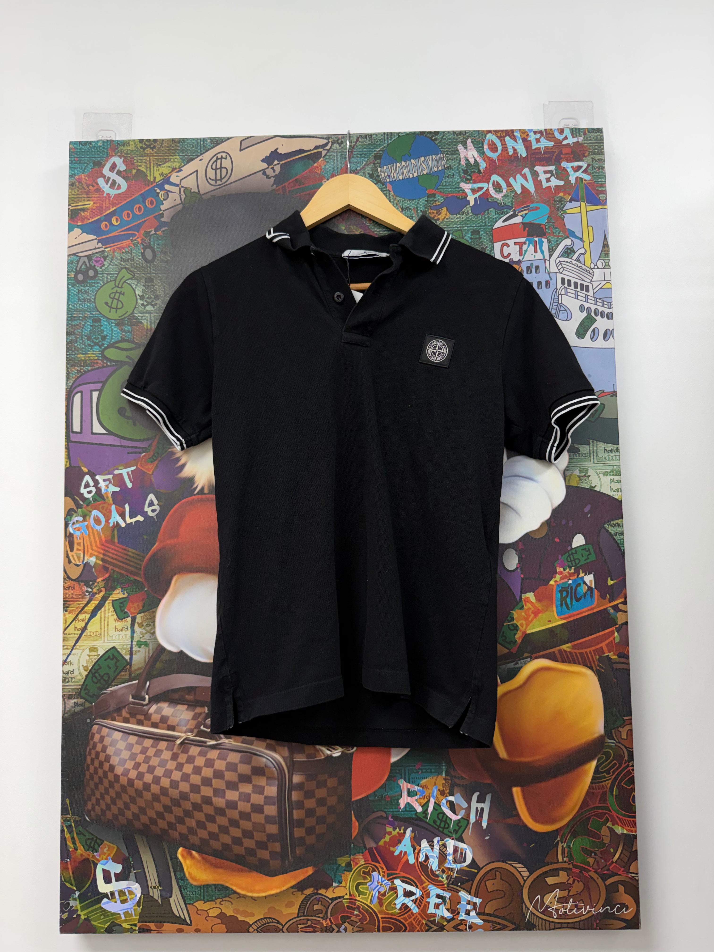 Stone Island Black White Logo Polo