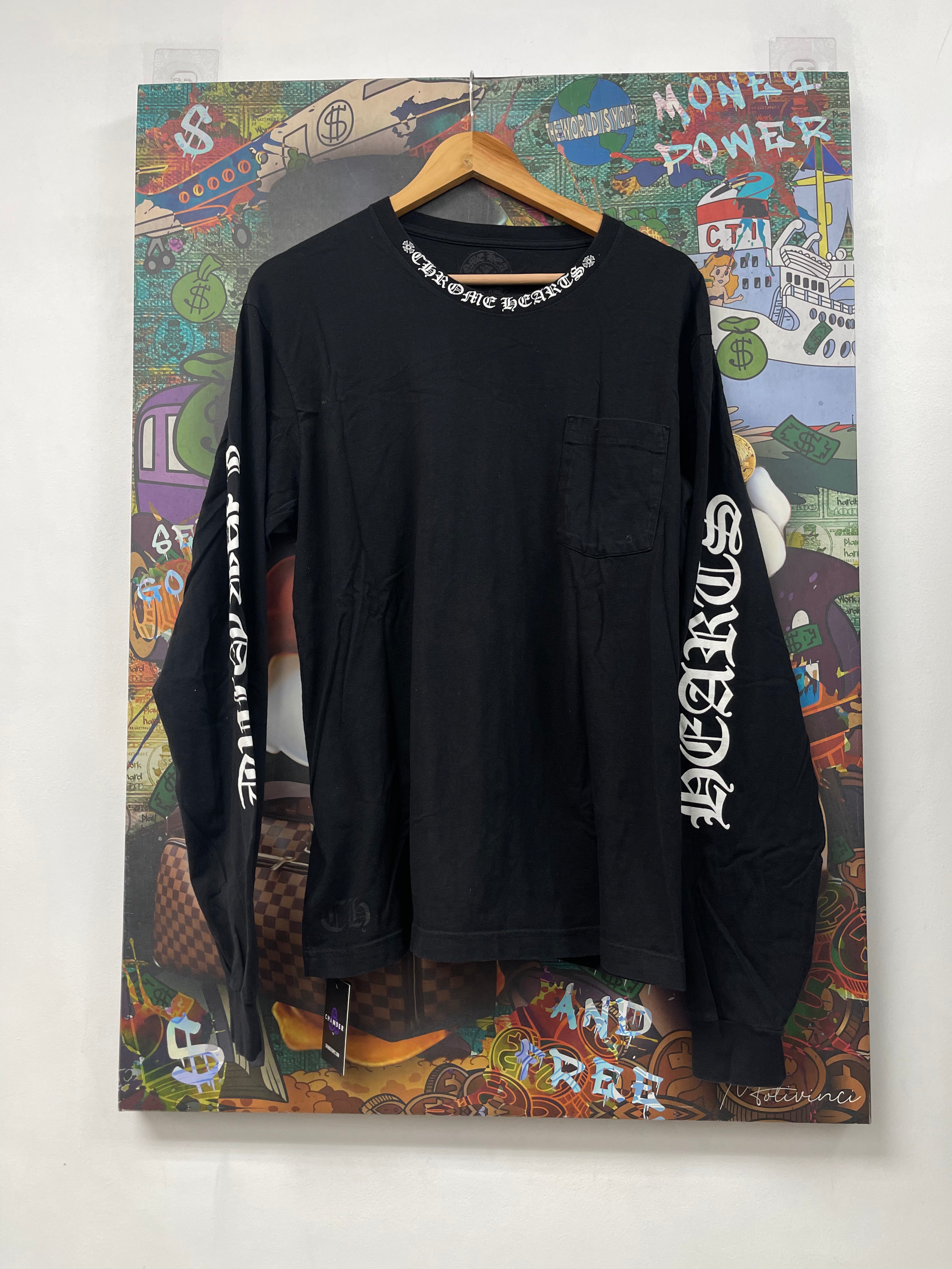 Chrome  Hearts Black Neck Logo Long Sleeve