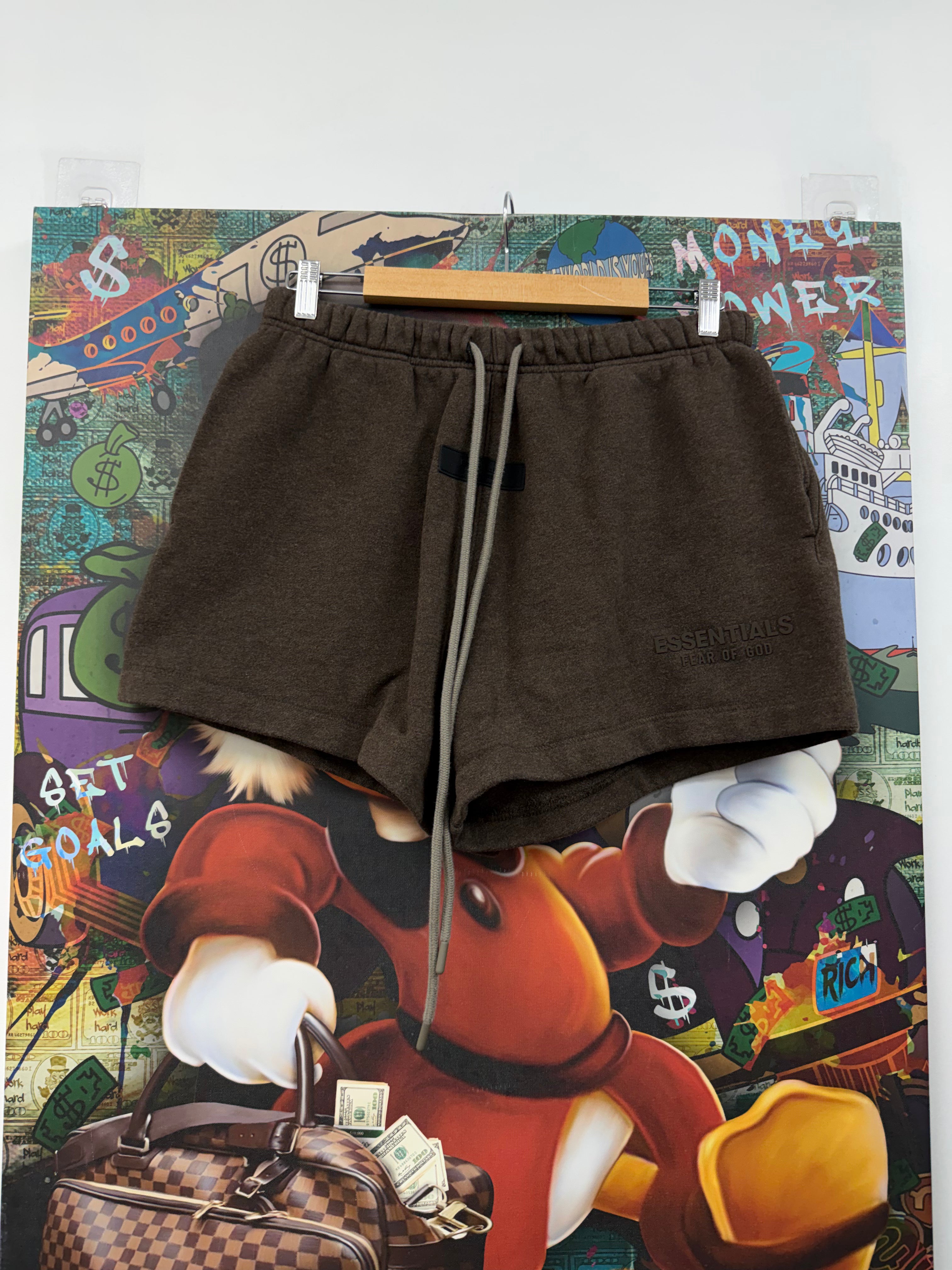 Essentials Brown Logo Shorts