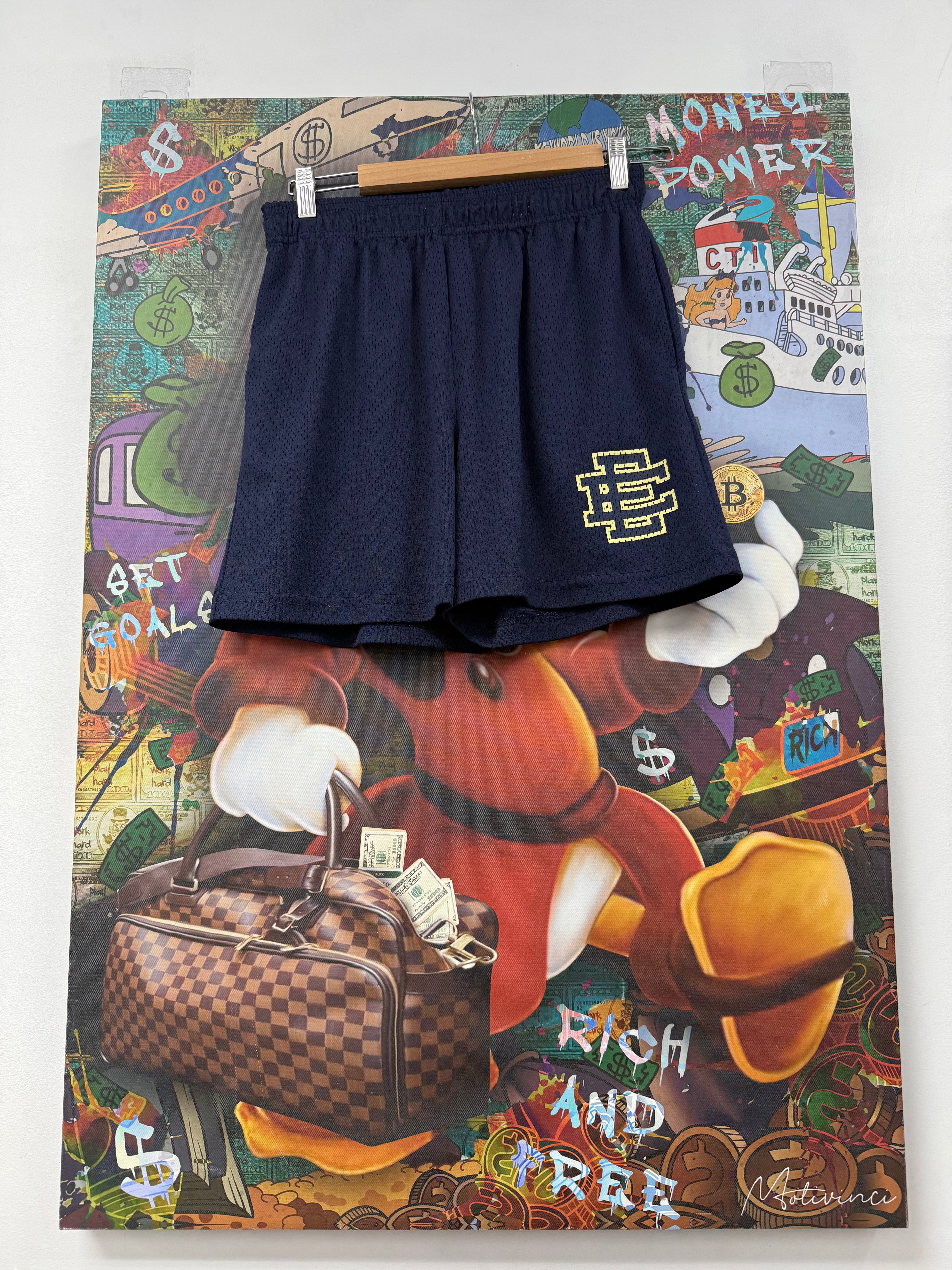 Eric Emanuel Navy Cream Shorts