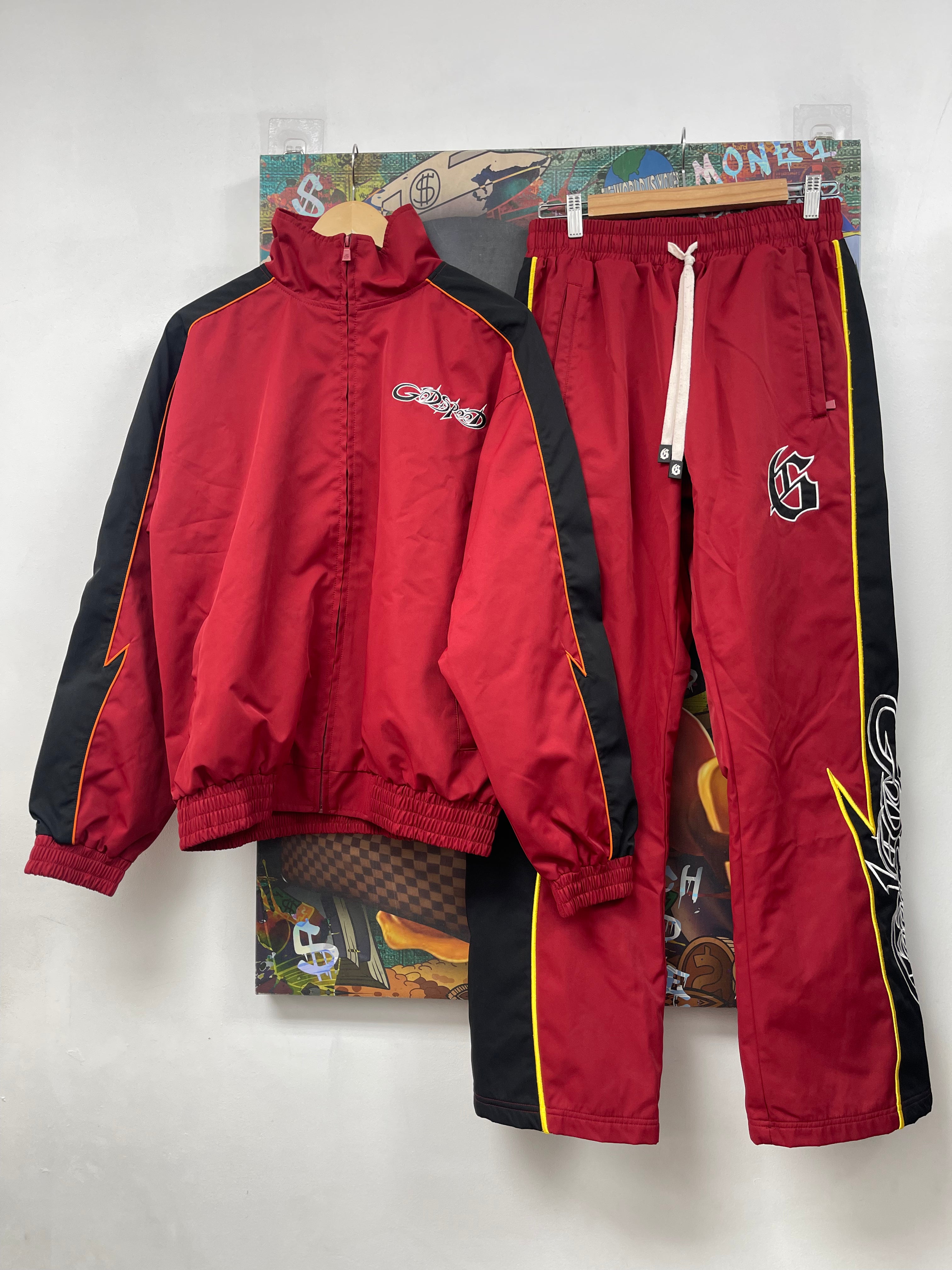 Godspeed Burgundy Yellow Black Track Suit