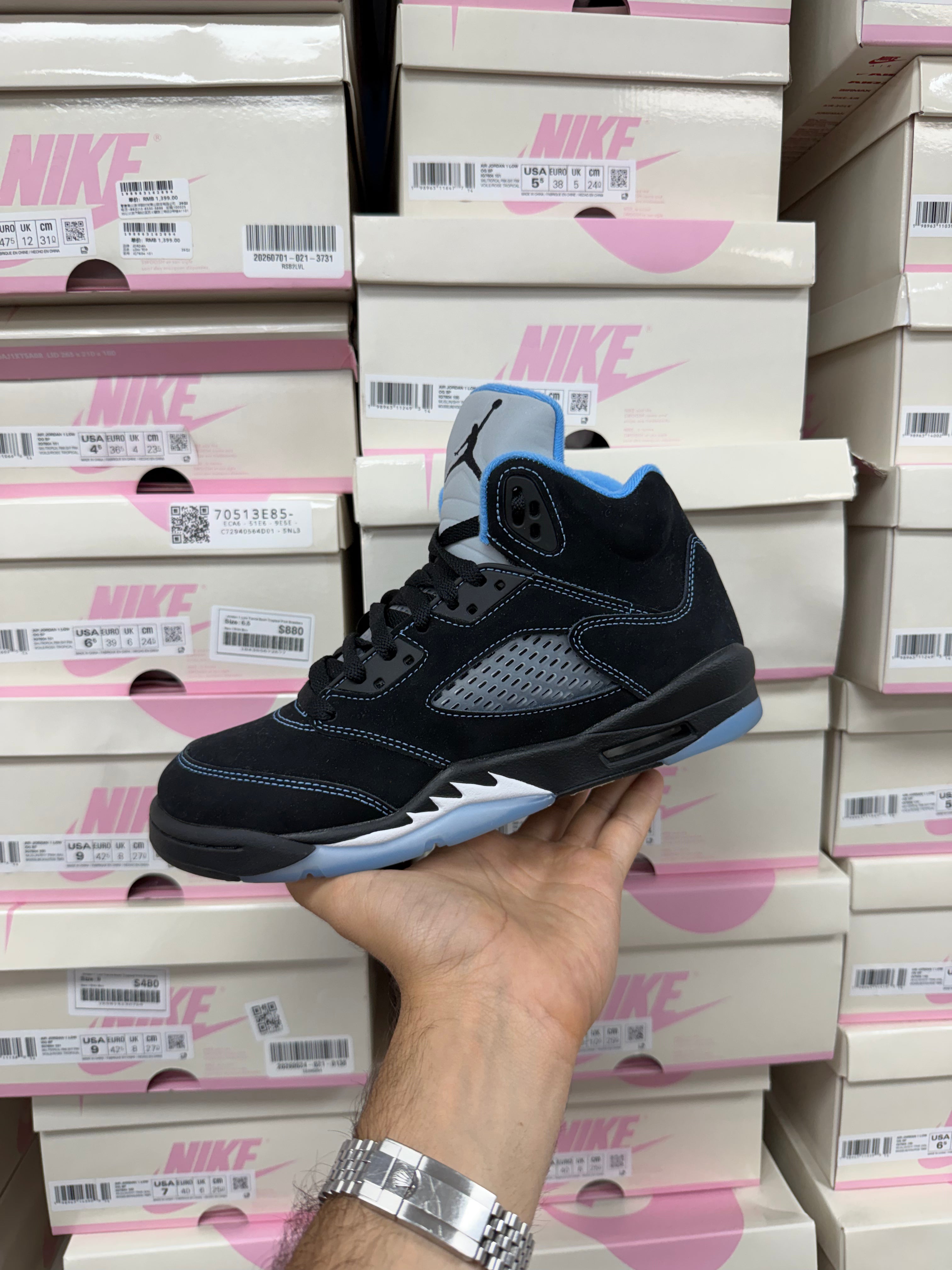 Jordan 5 Black University Blue Sneakers