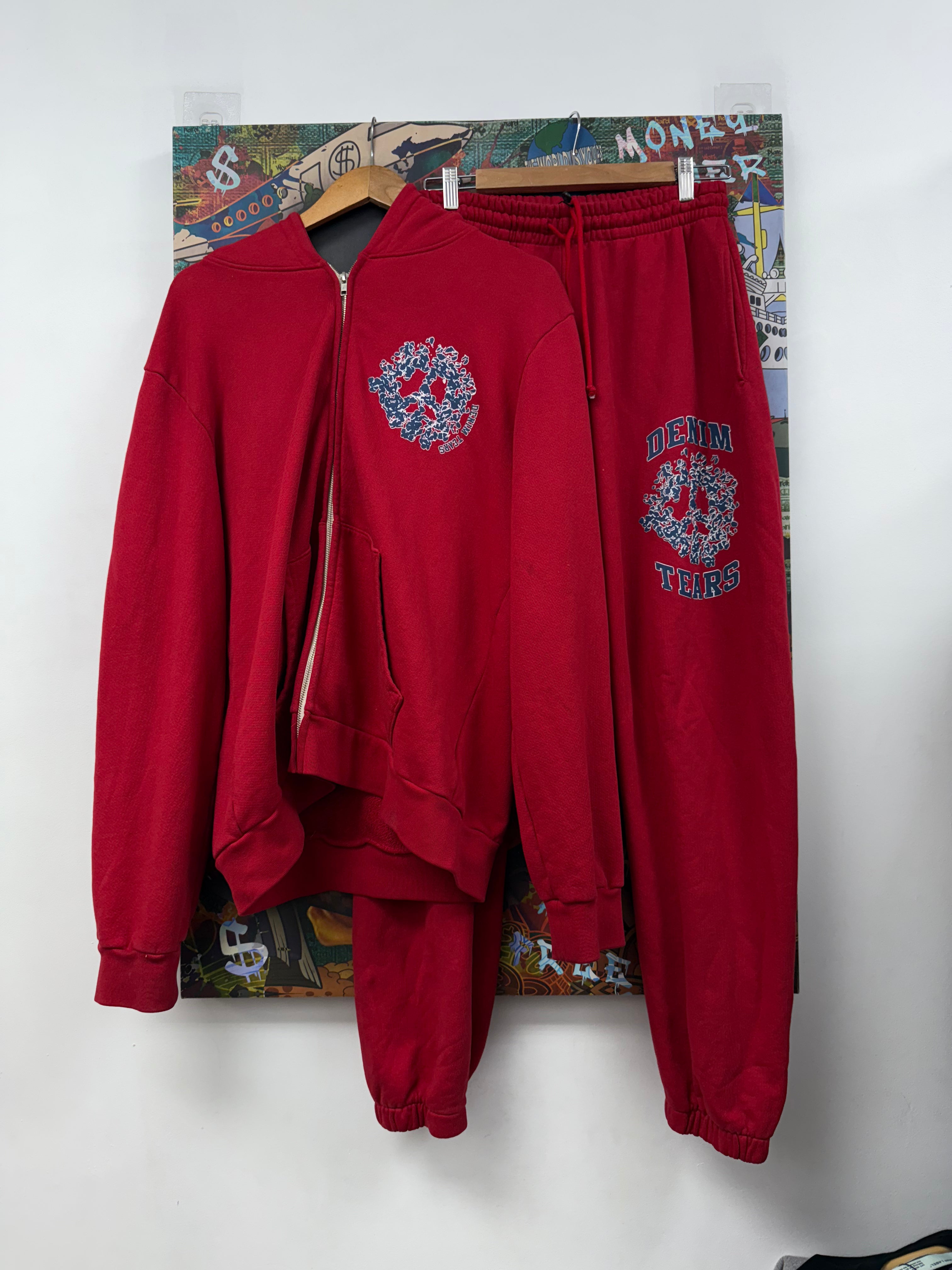 Denim Tears Red Blue University Sweatsuit