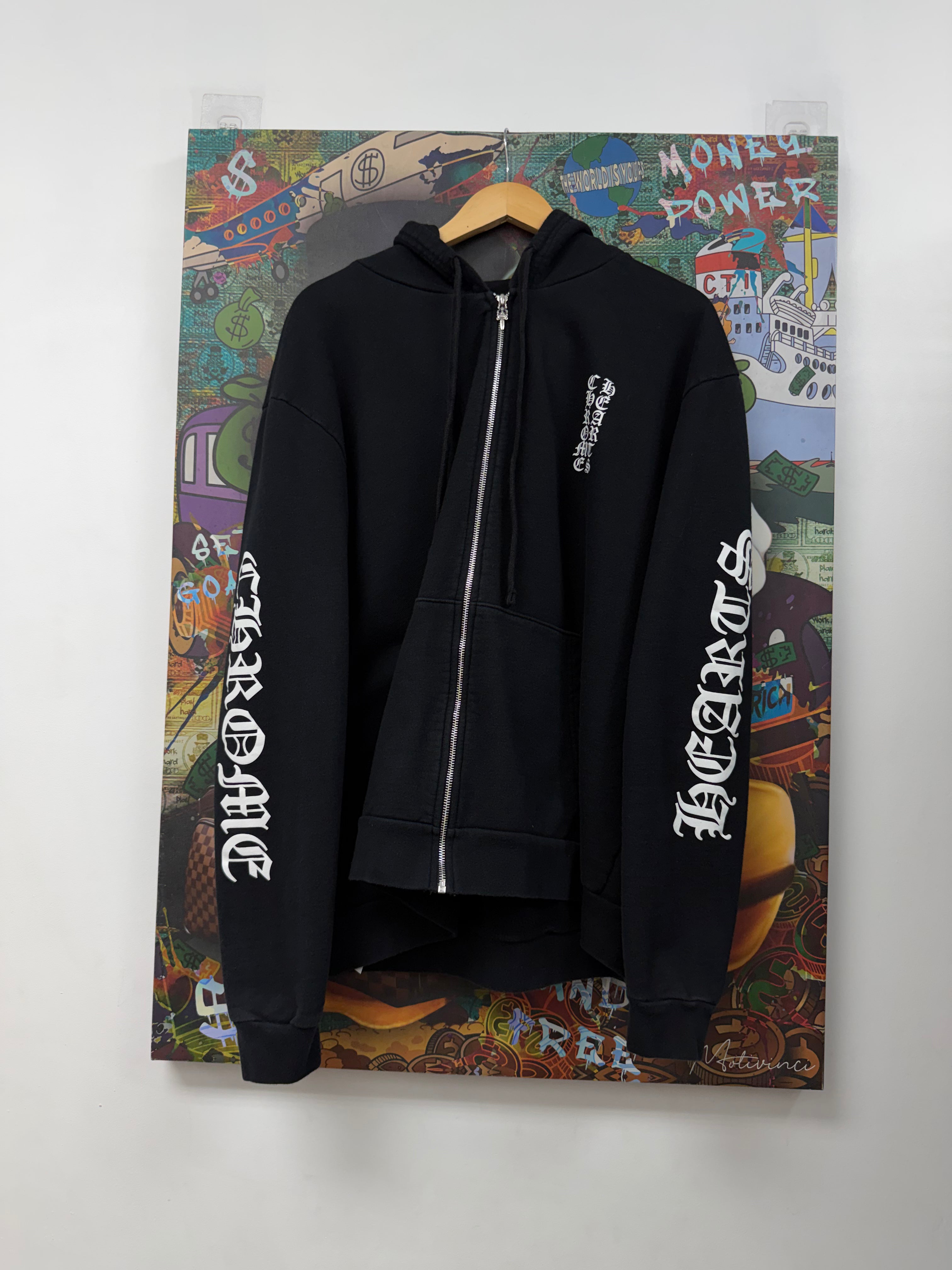 Chrome Hearts Black Vertical Logo Zip Up