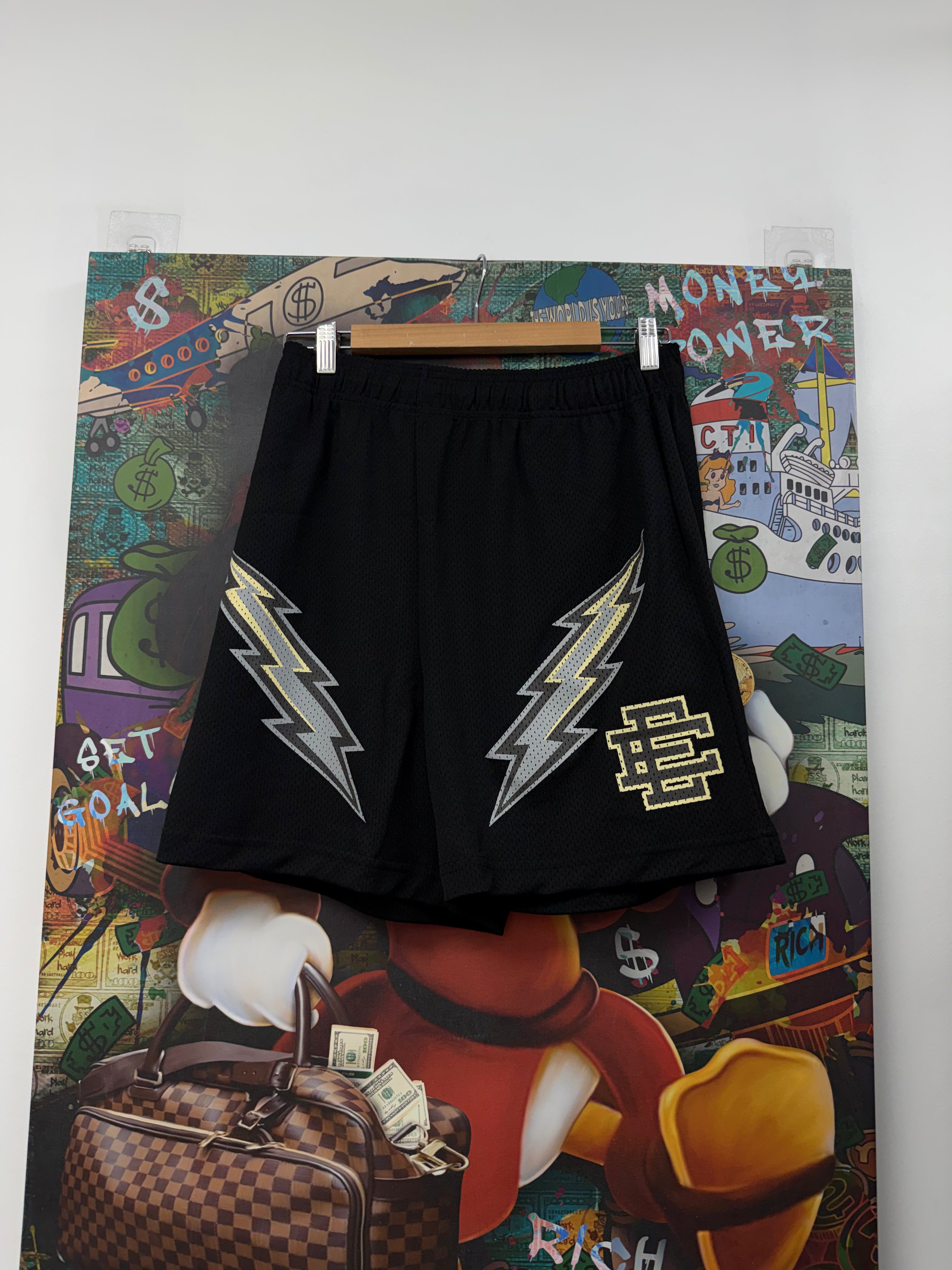 Eric Emanuel Black Grey Bolt Shorts
