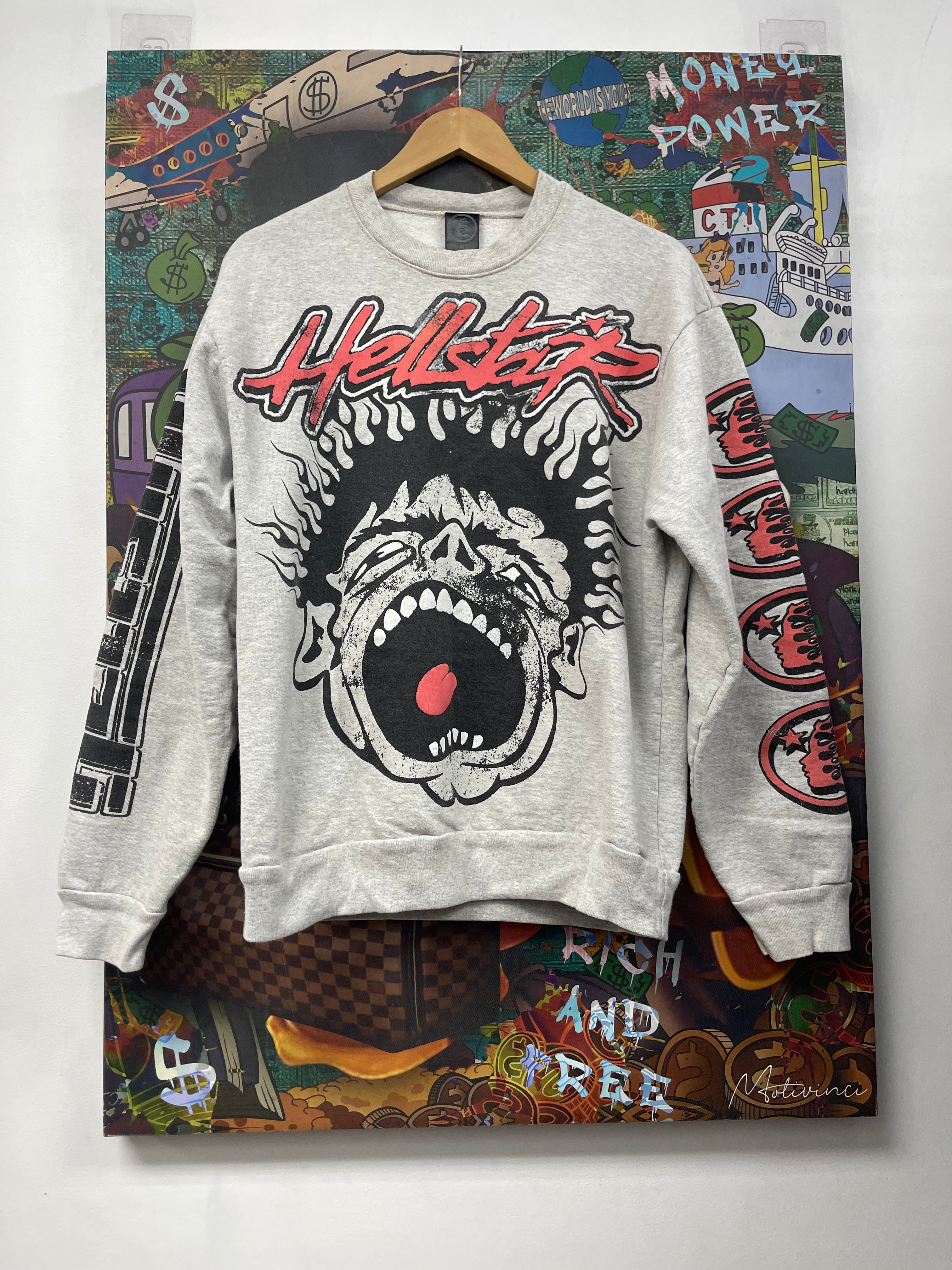 Hellstar Grey Face Crewneck