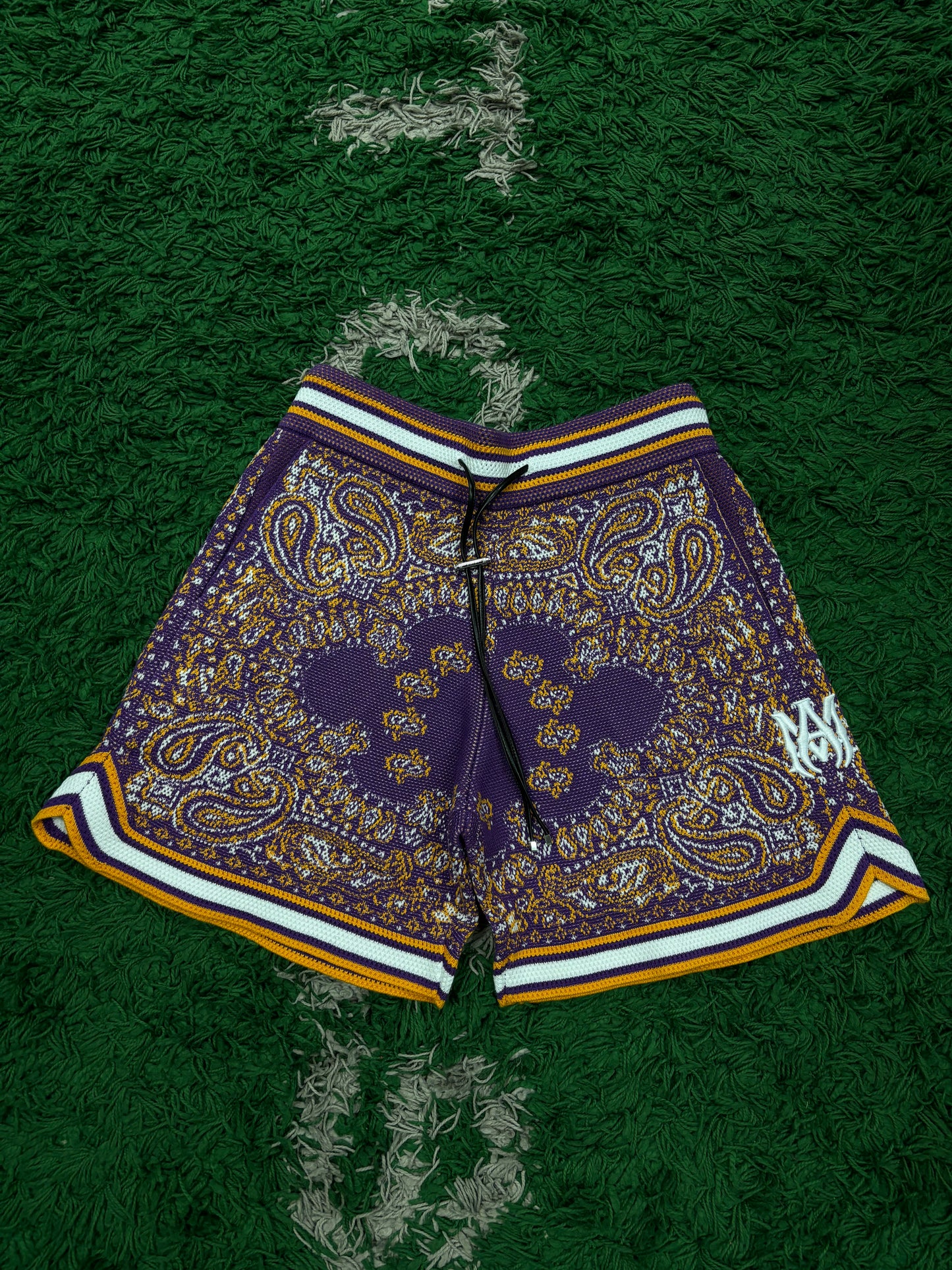 Amiri Shorts B-Ball Bandana Purple Yellow