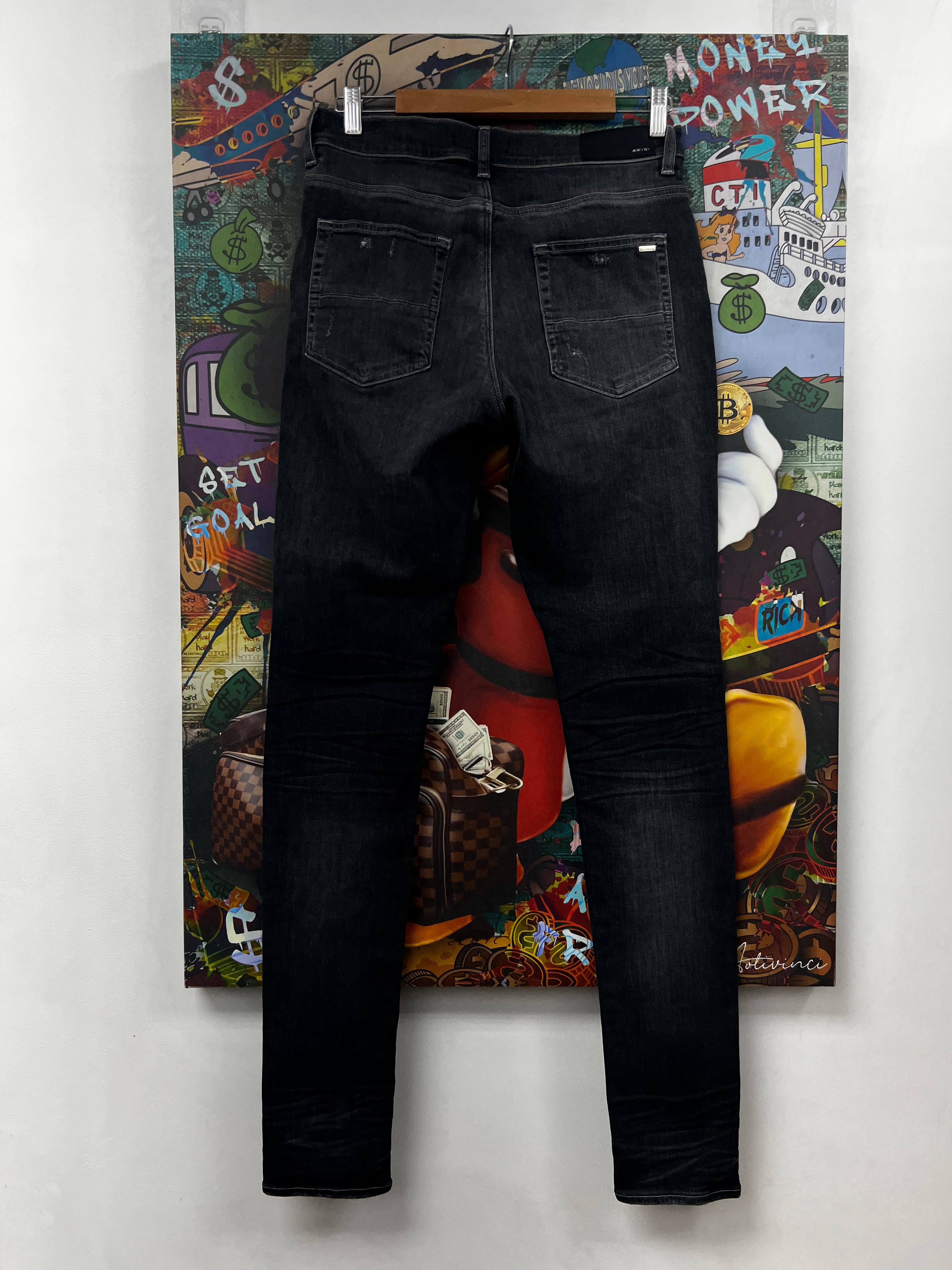 Amiri Grey Bandana Thrasher Paisley Patch Jeans