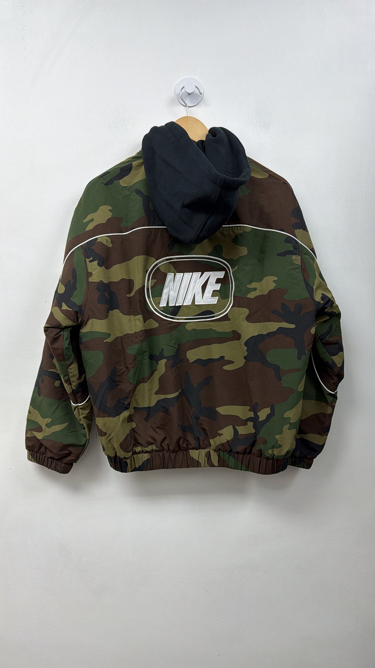 Supreme x Nike Nylon Camo Black Hooded Bomber Jacket