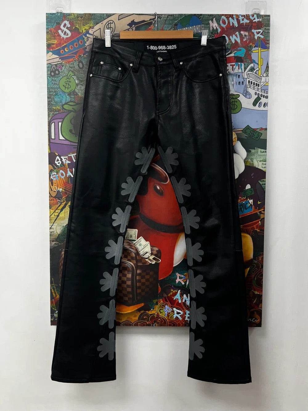 LOST SHDWS Leather Black & Grey Jeans
