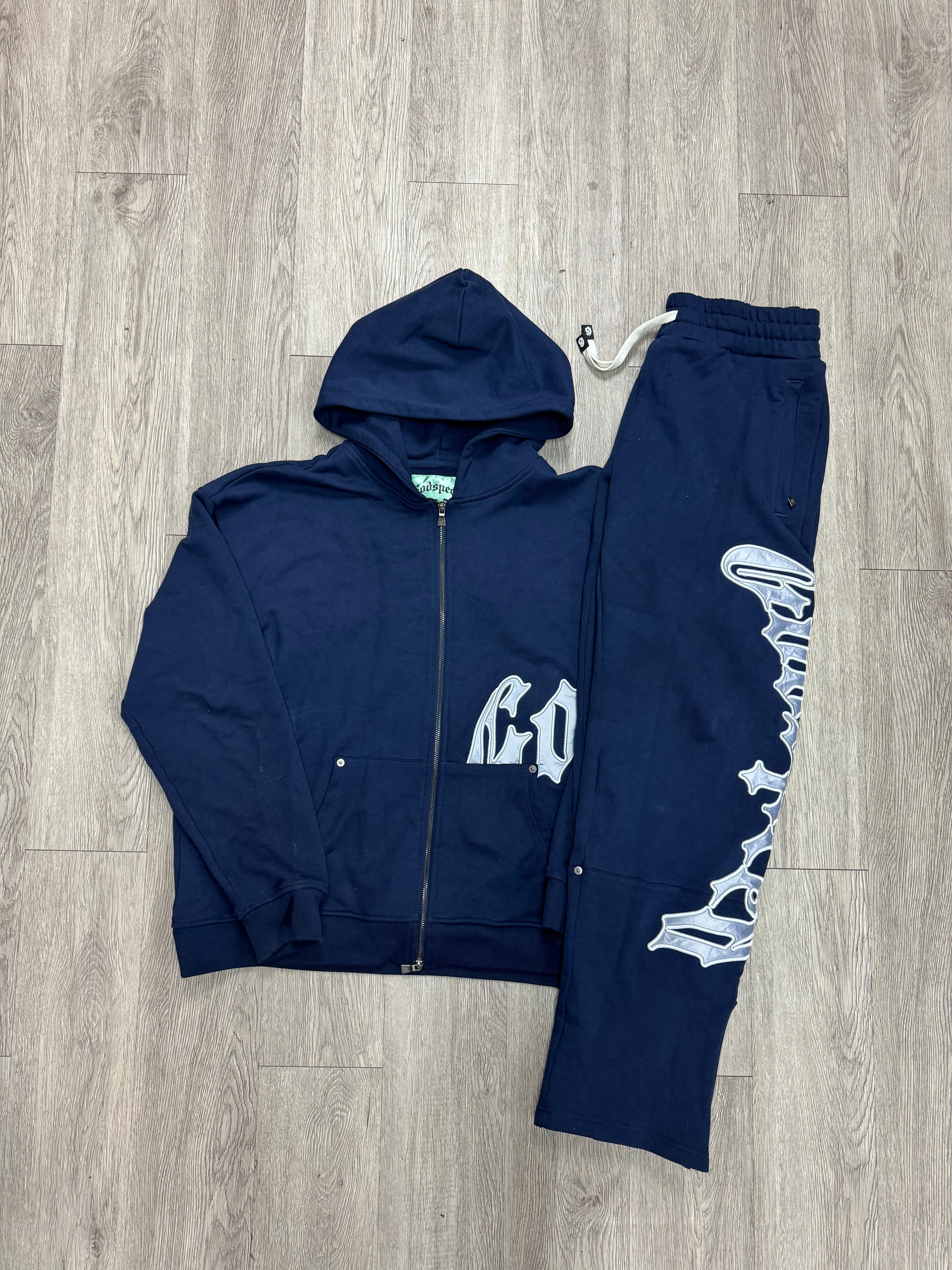 Godspeed Navy Silver OG Logo Sweatsuit