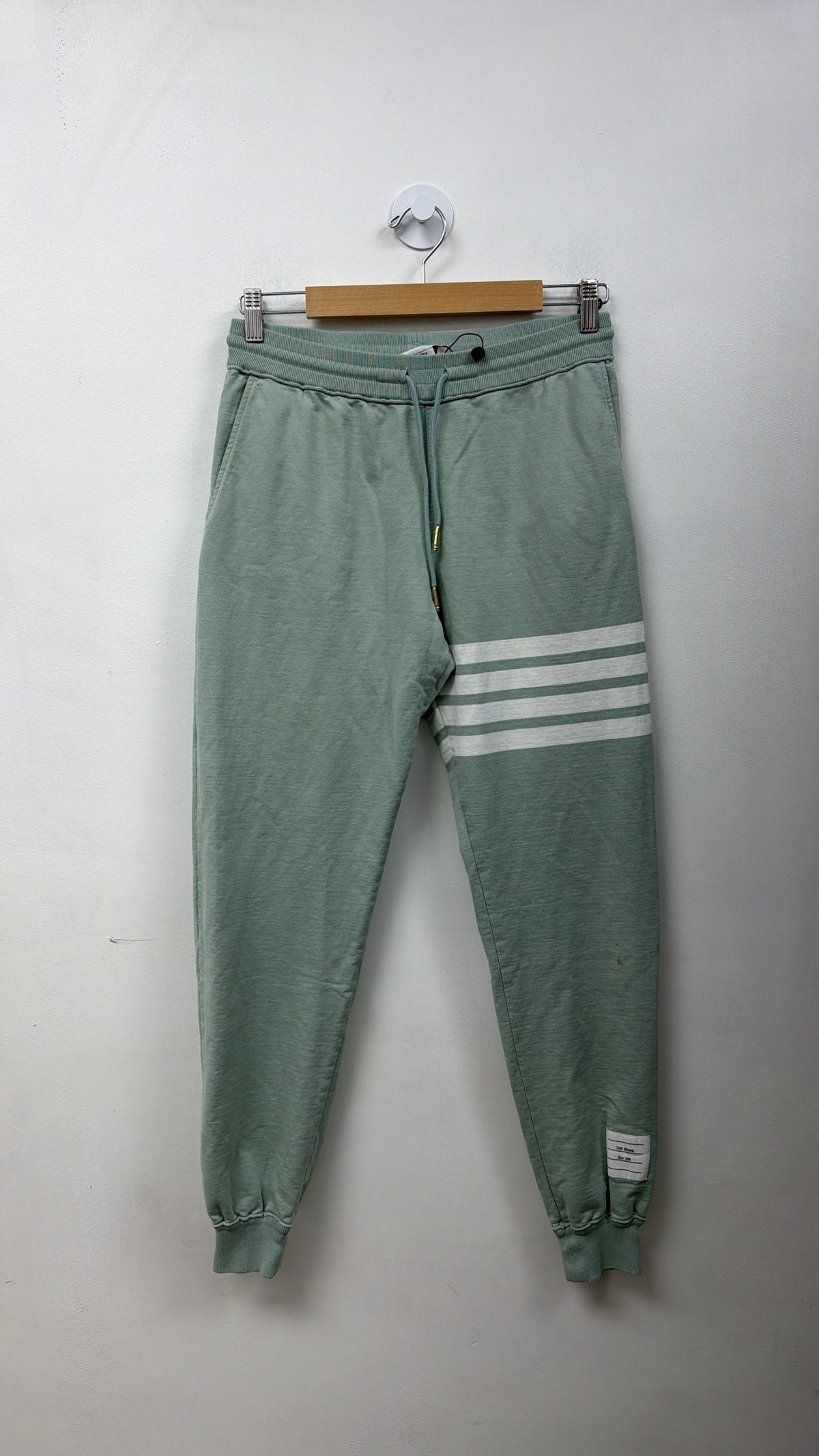 Thom Browne Mint White 4 Bar Sweats