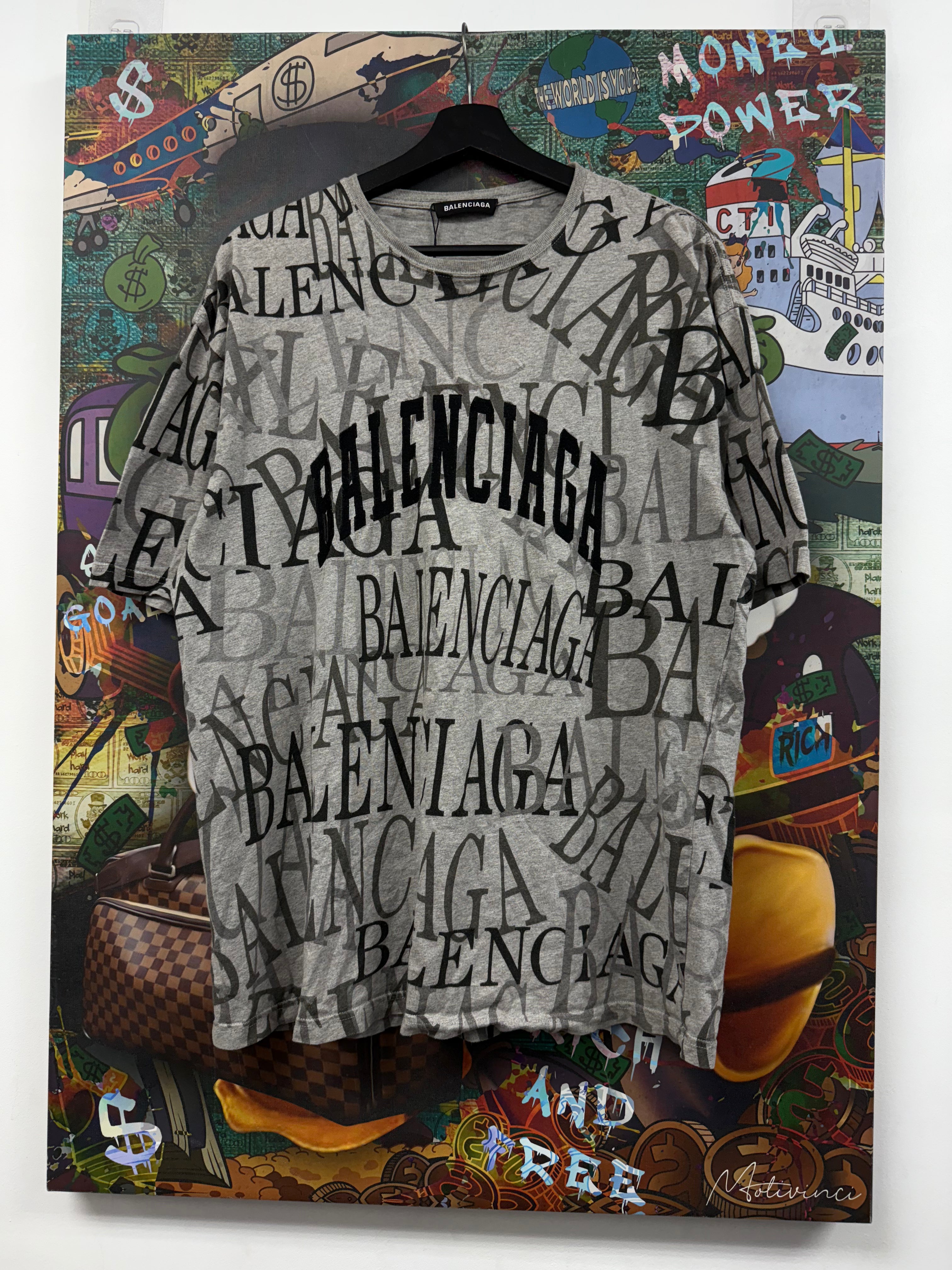 Balenciaga Grey All Over Tee