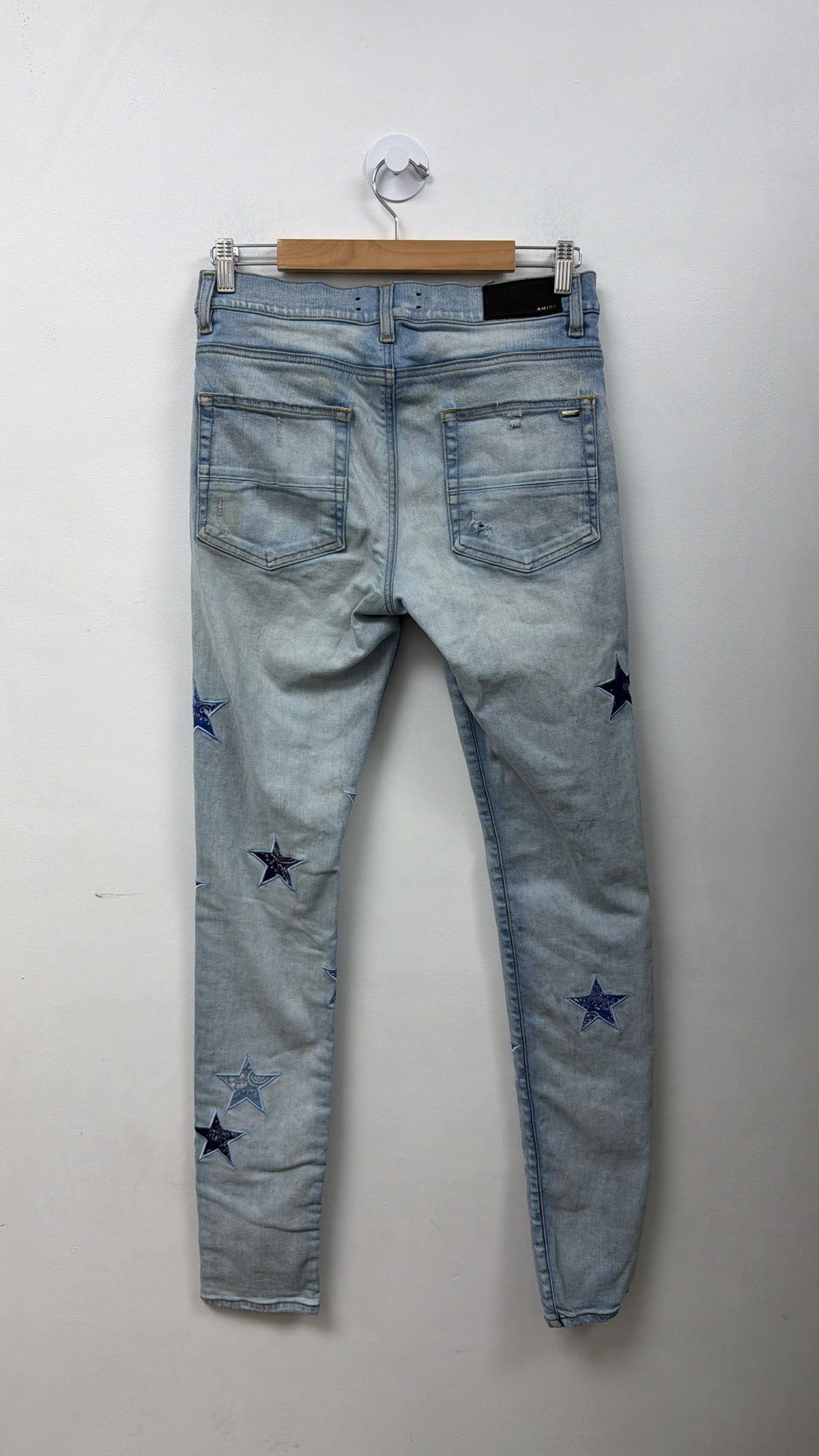 Amiri Light Wash Blue Bandana Stars Jeans