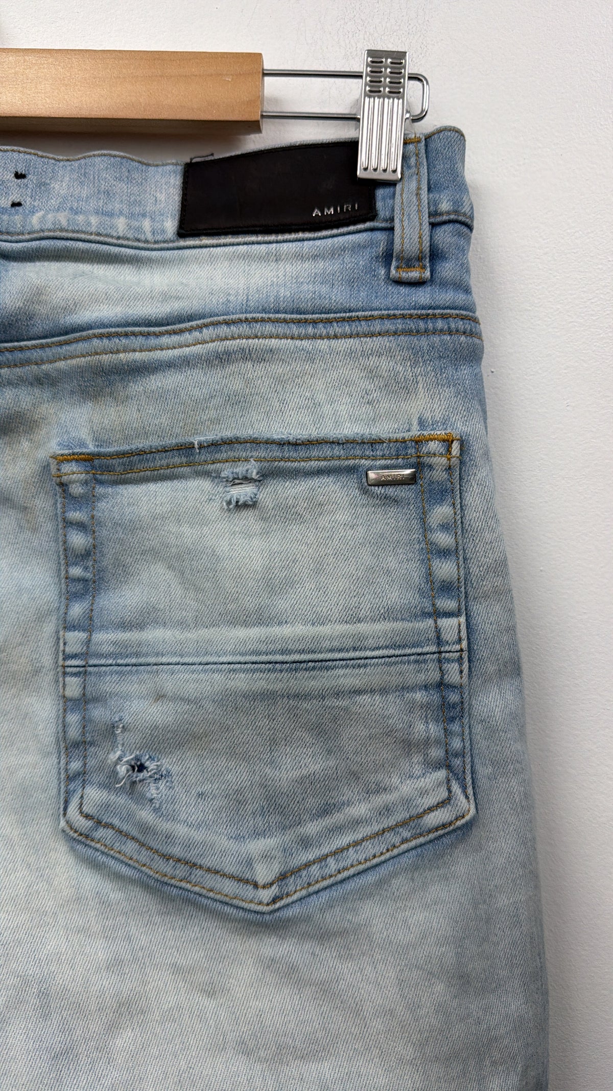 Amiri Light Wash Blue Bandana Stars Jeans