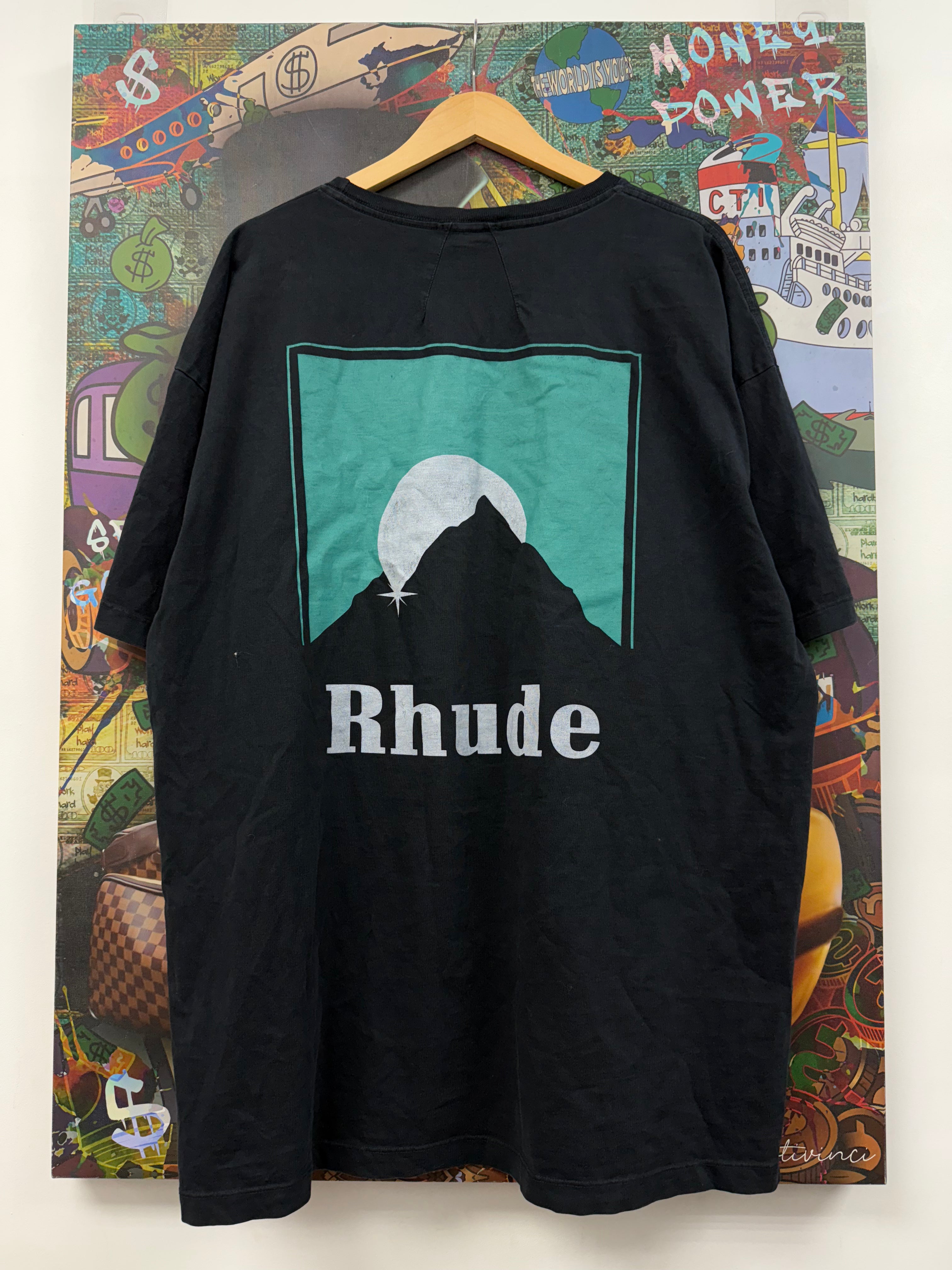 Rhude Black Teal Crescent Tee
