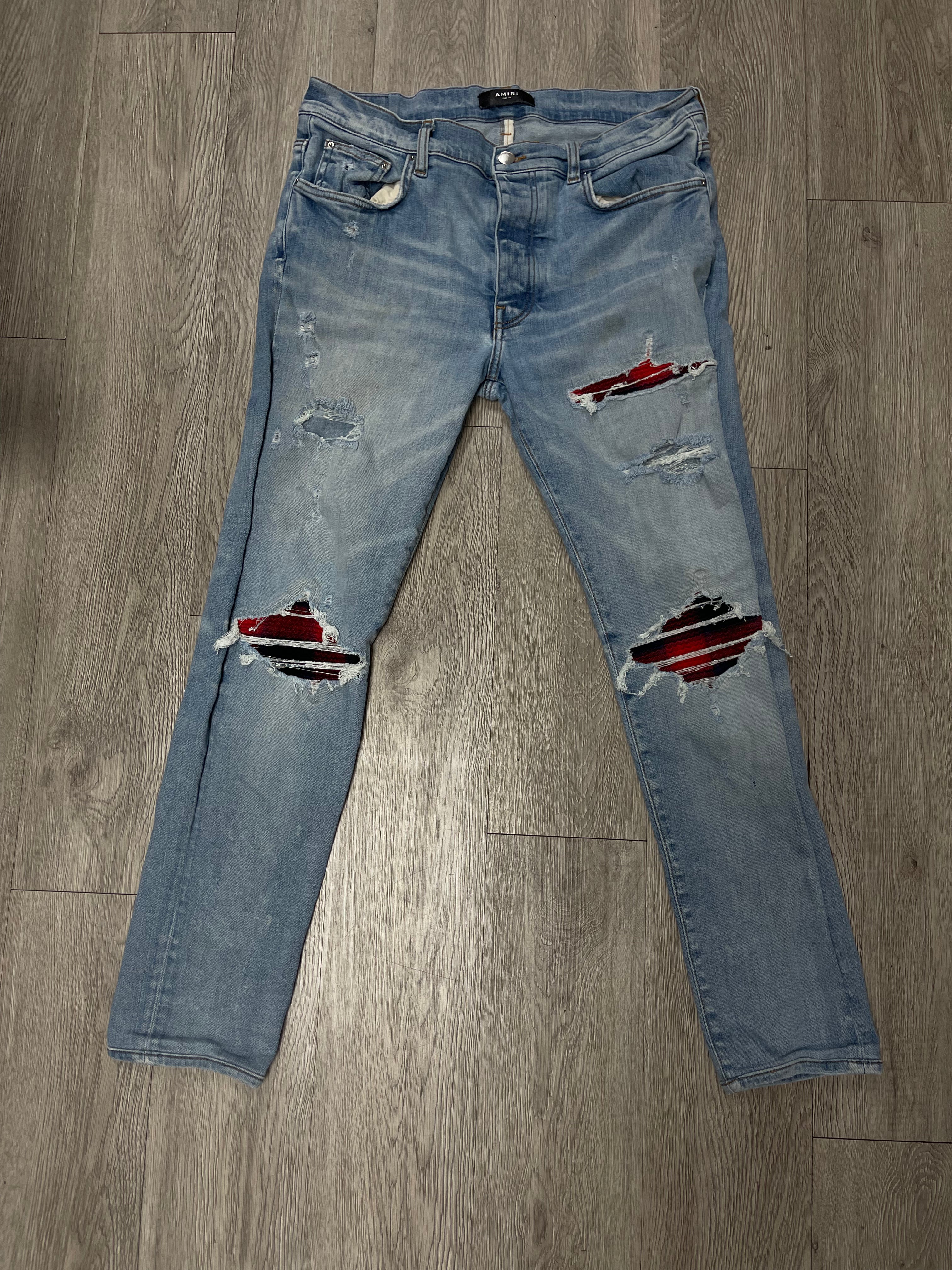 Amiri MX1 Light Wash Red Blue Jeans