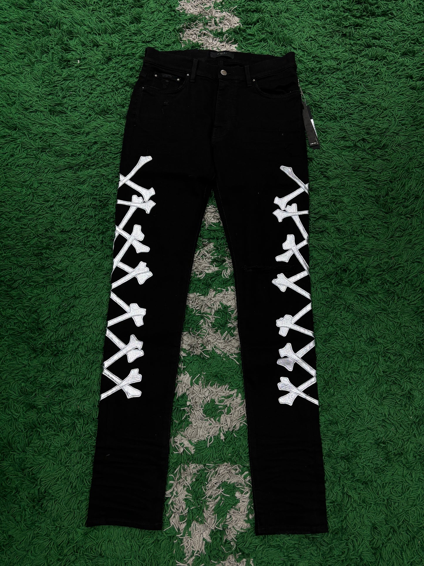 Amiri Jeans Black Silver Bones