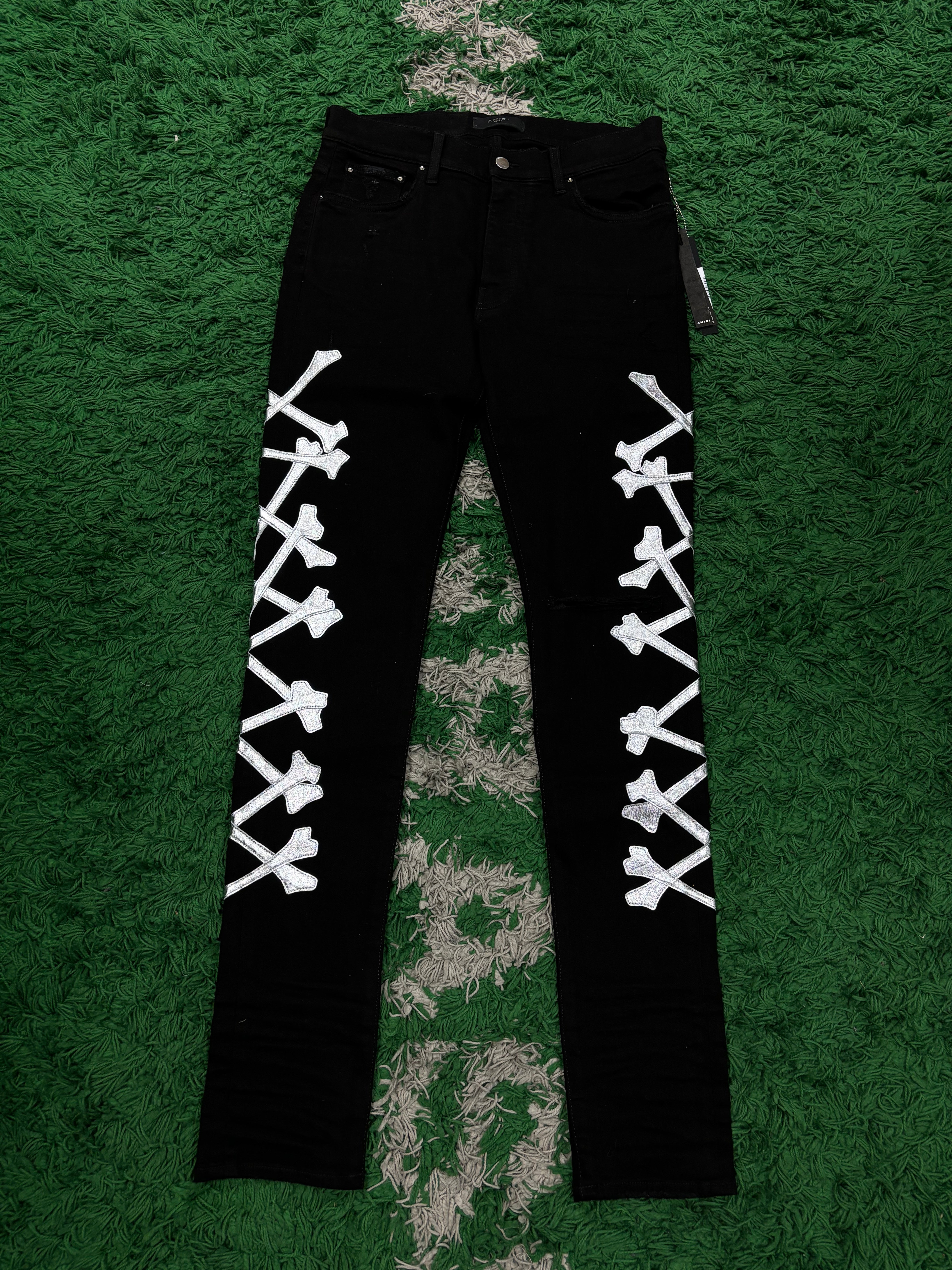 Amiri Silver Bones Black Jeans