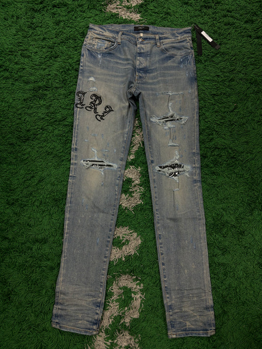 Amiri Jeans Light Wash Old English