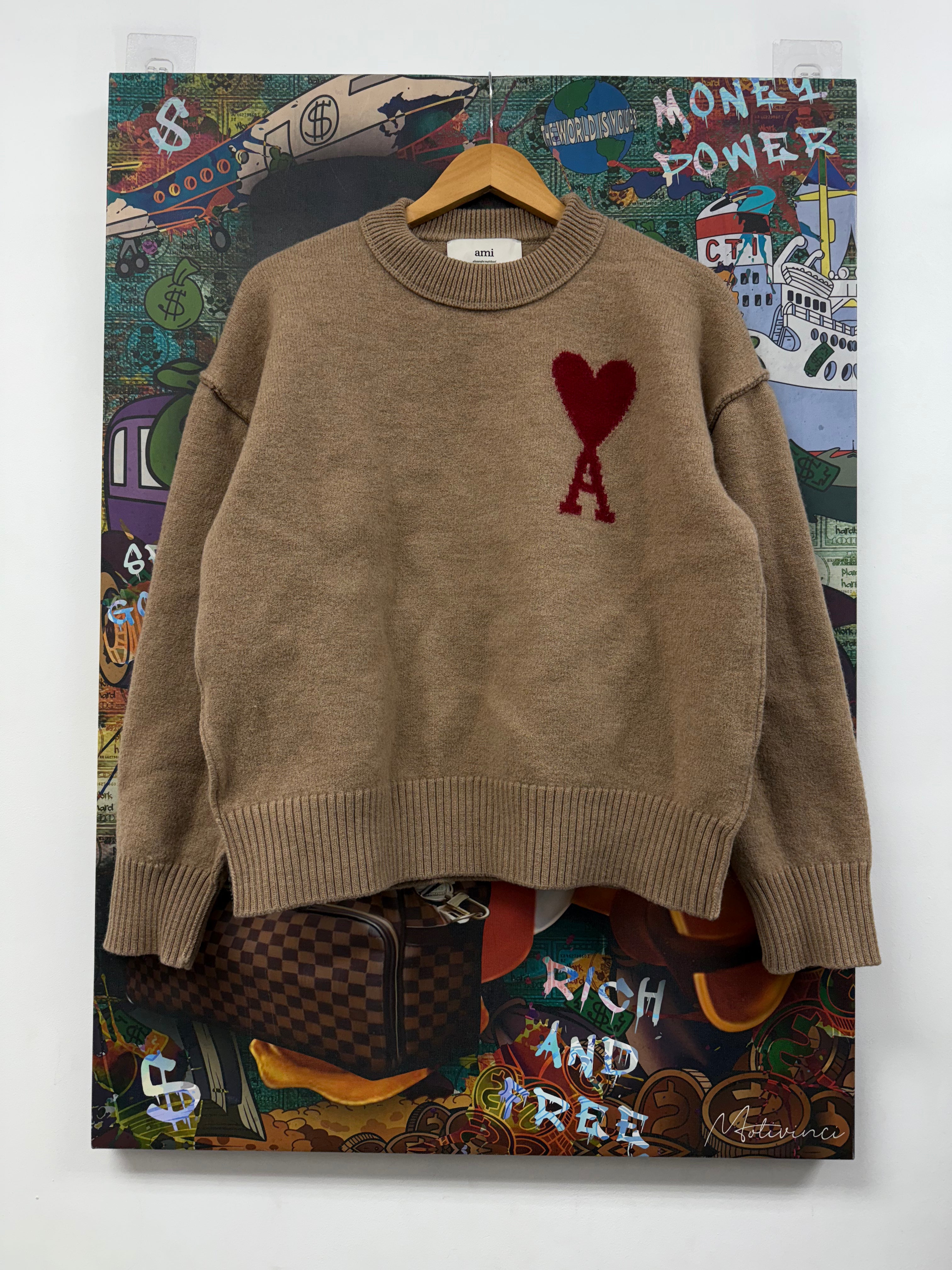 Ami Tan Heart Knit Sweater