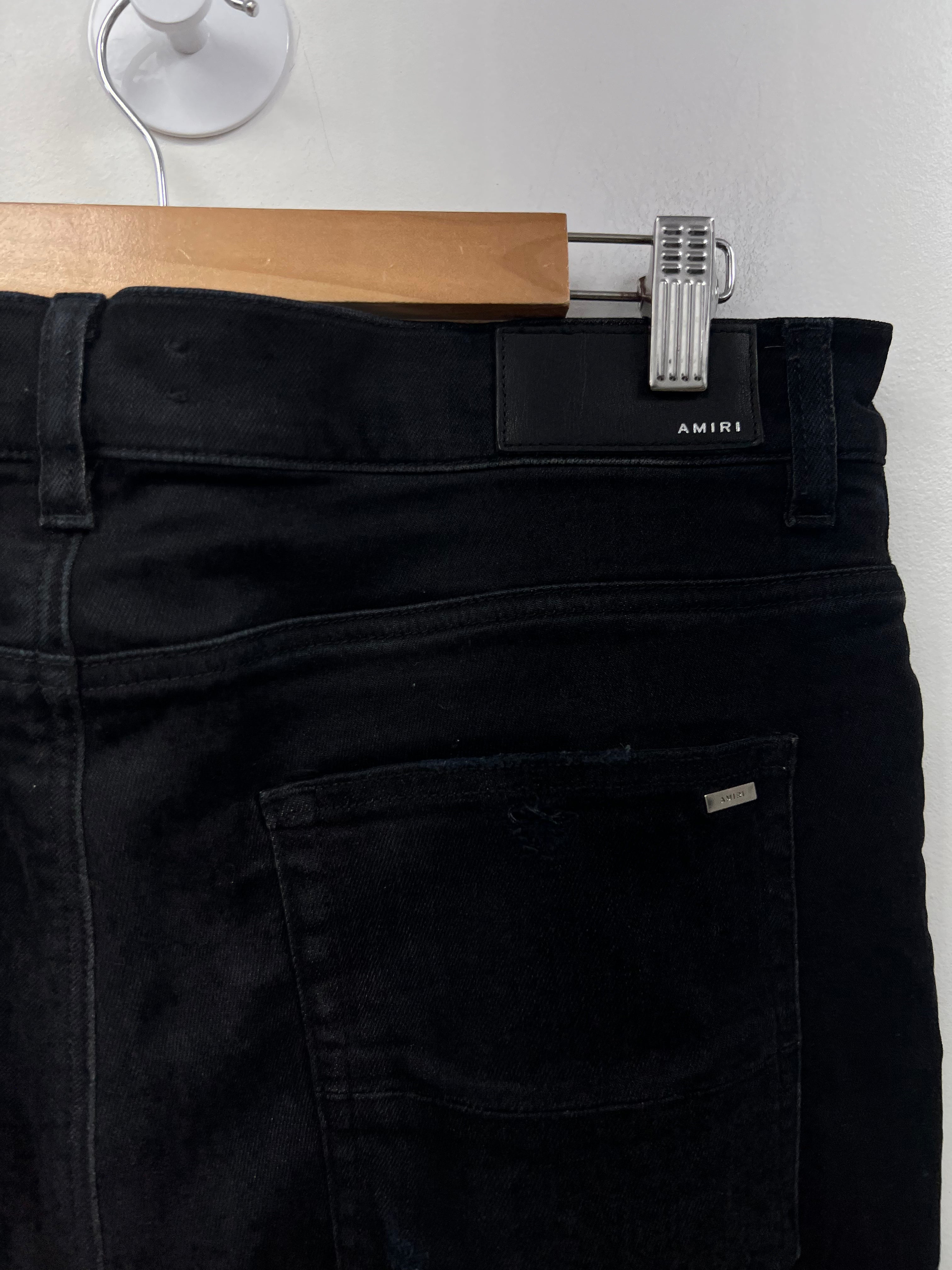 Amiri Black Wash Blue Bandana Flames Jeans