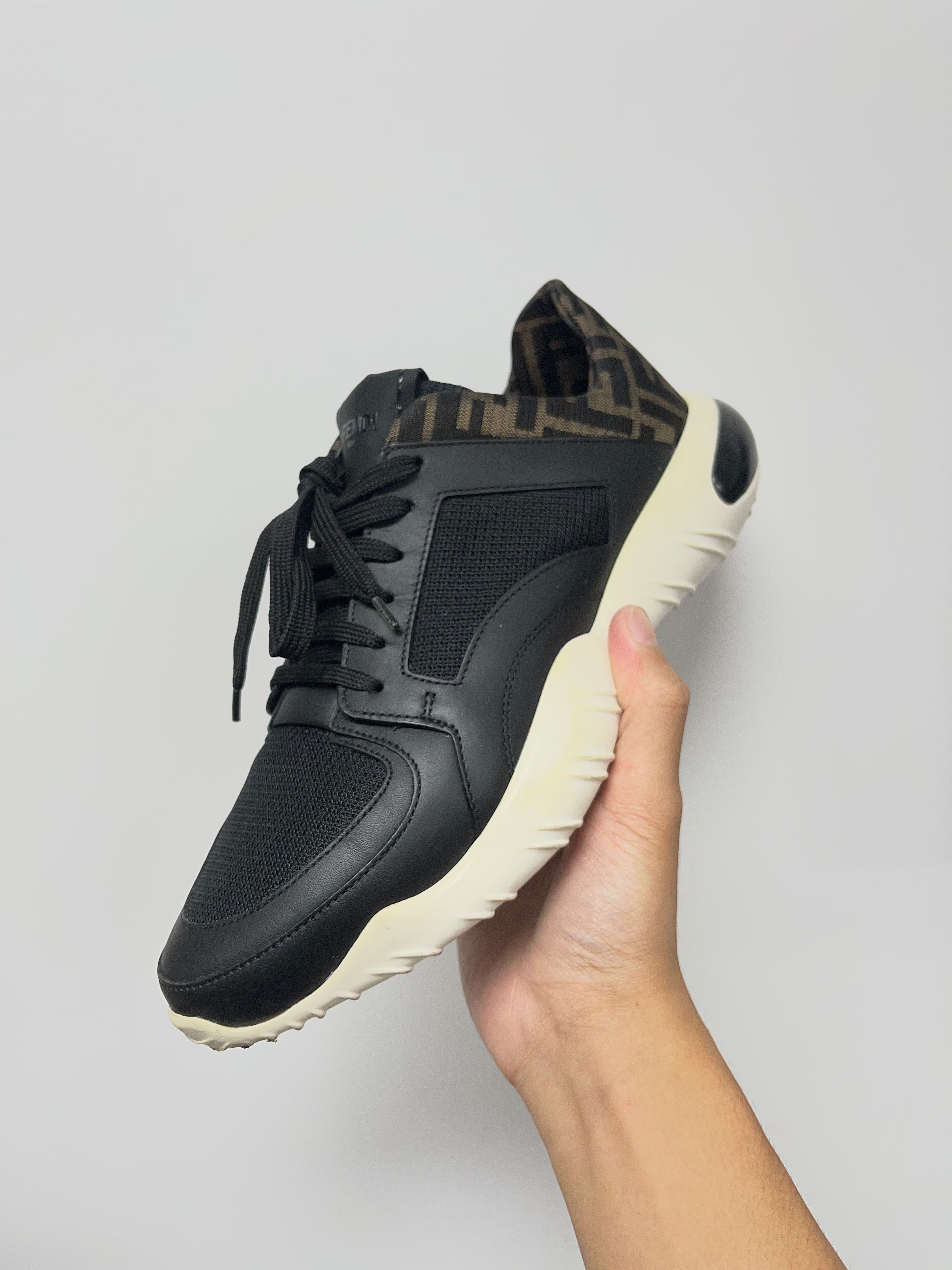 Fendi Black Monogram Tech Fabric Sneakers