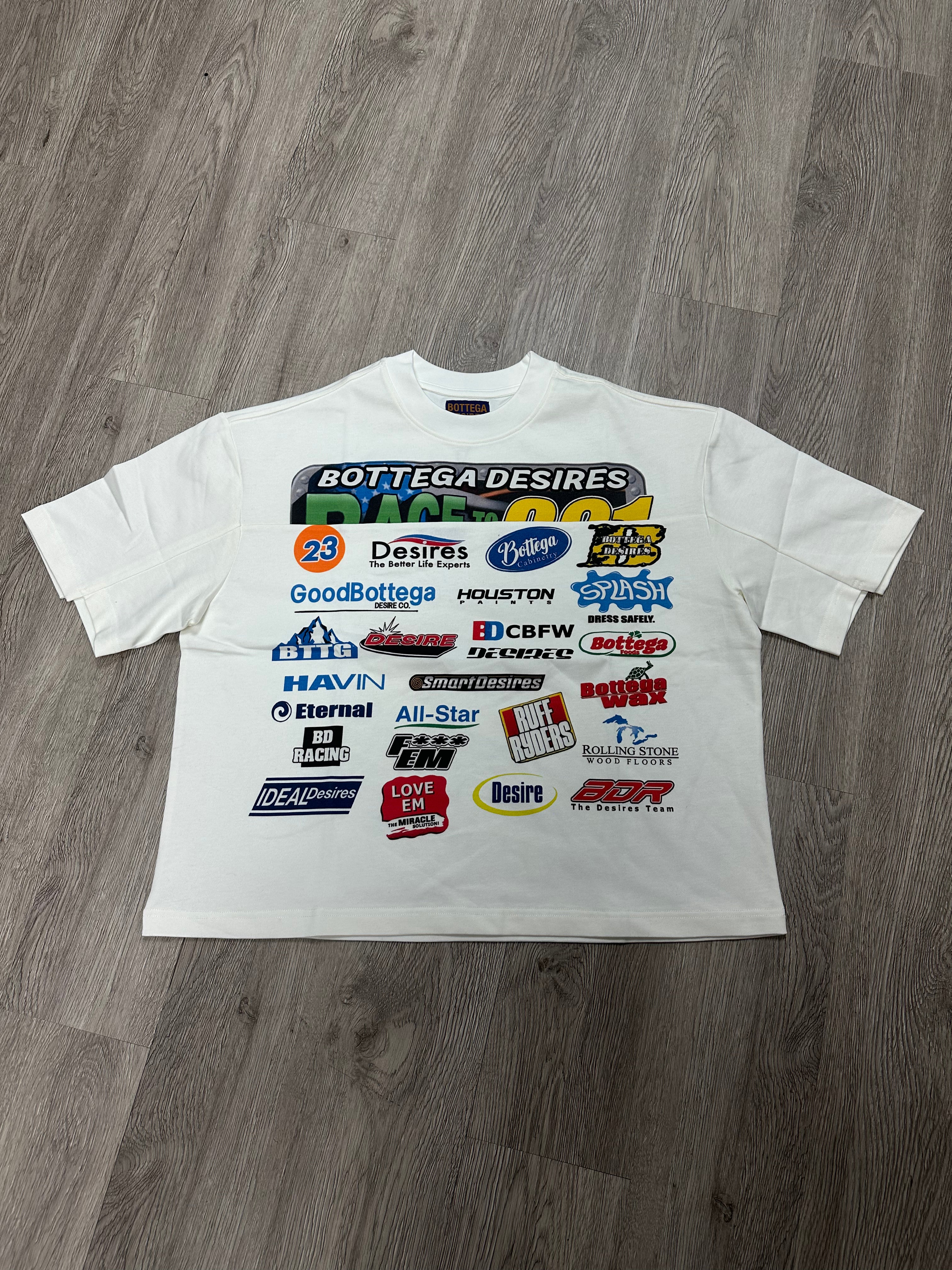 Bottega Desires Race Tee White Yellow