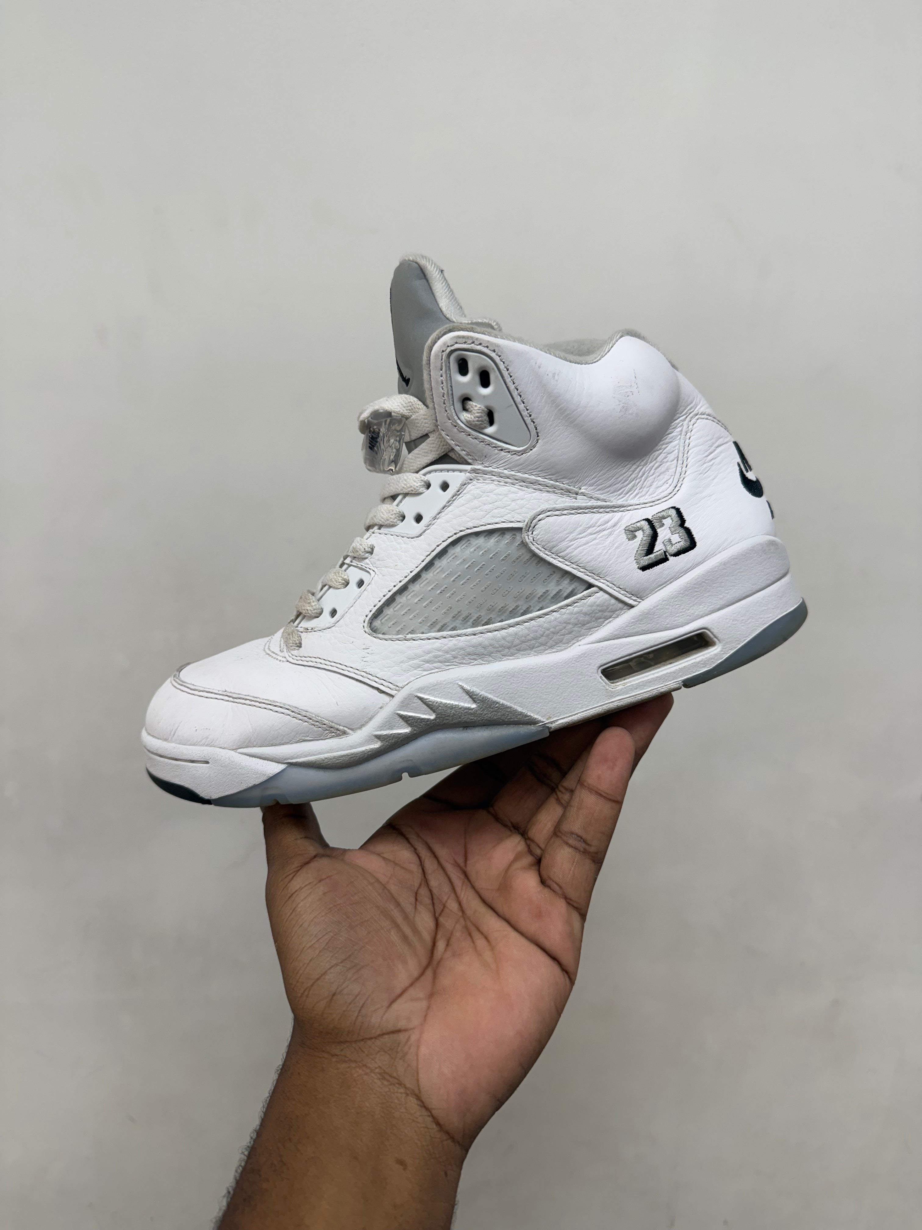 Jordan 5 White Metallic Sneakers