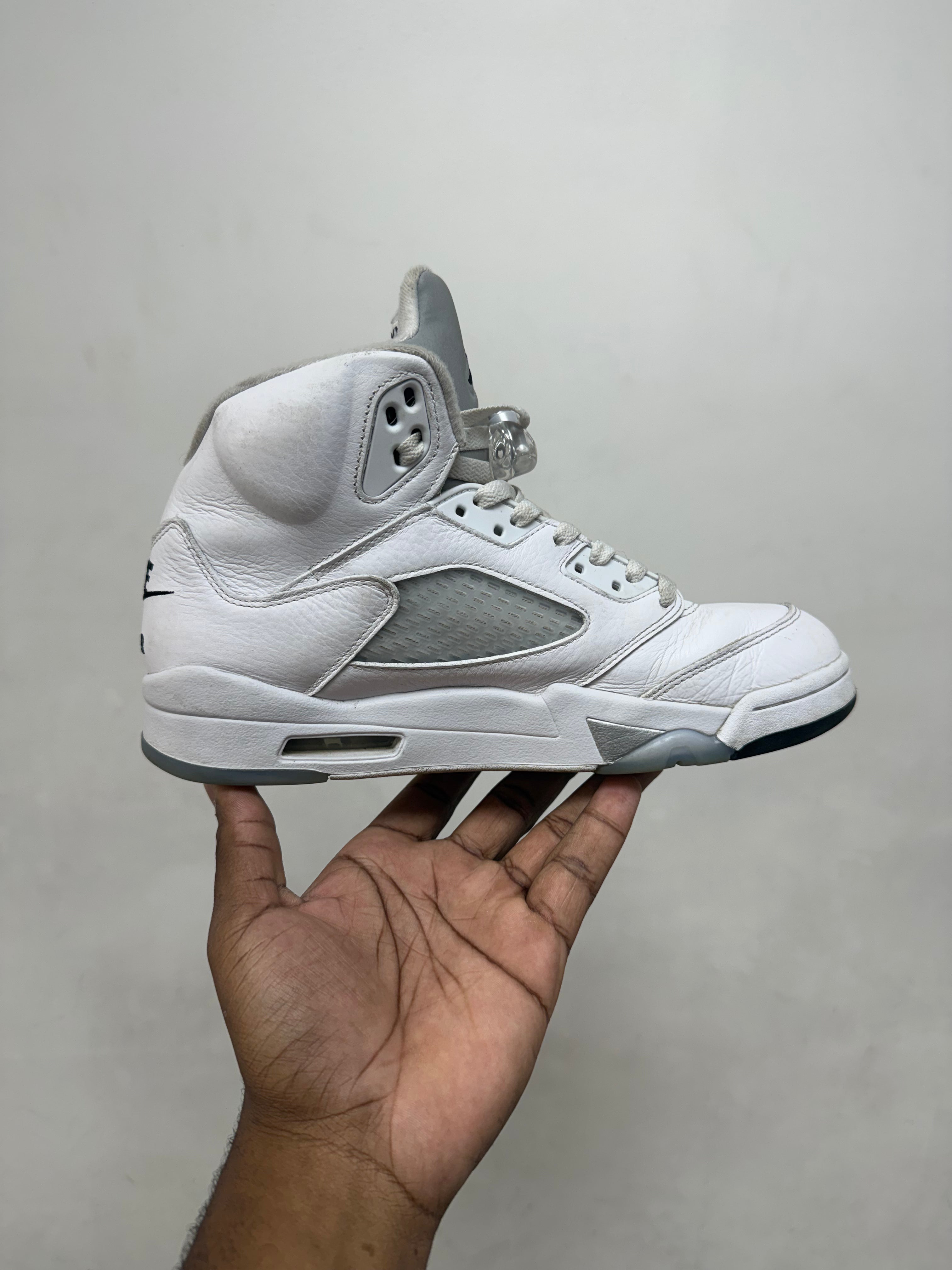 Jordan 5 White Metallic Sneakers