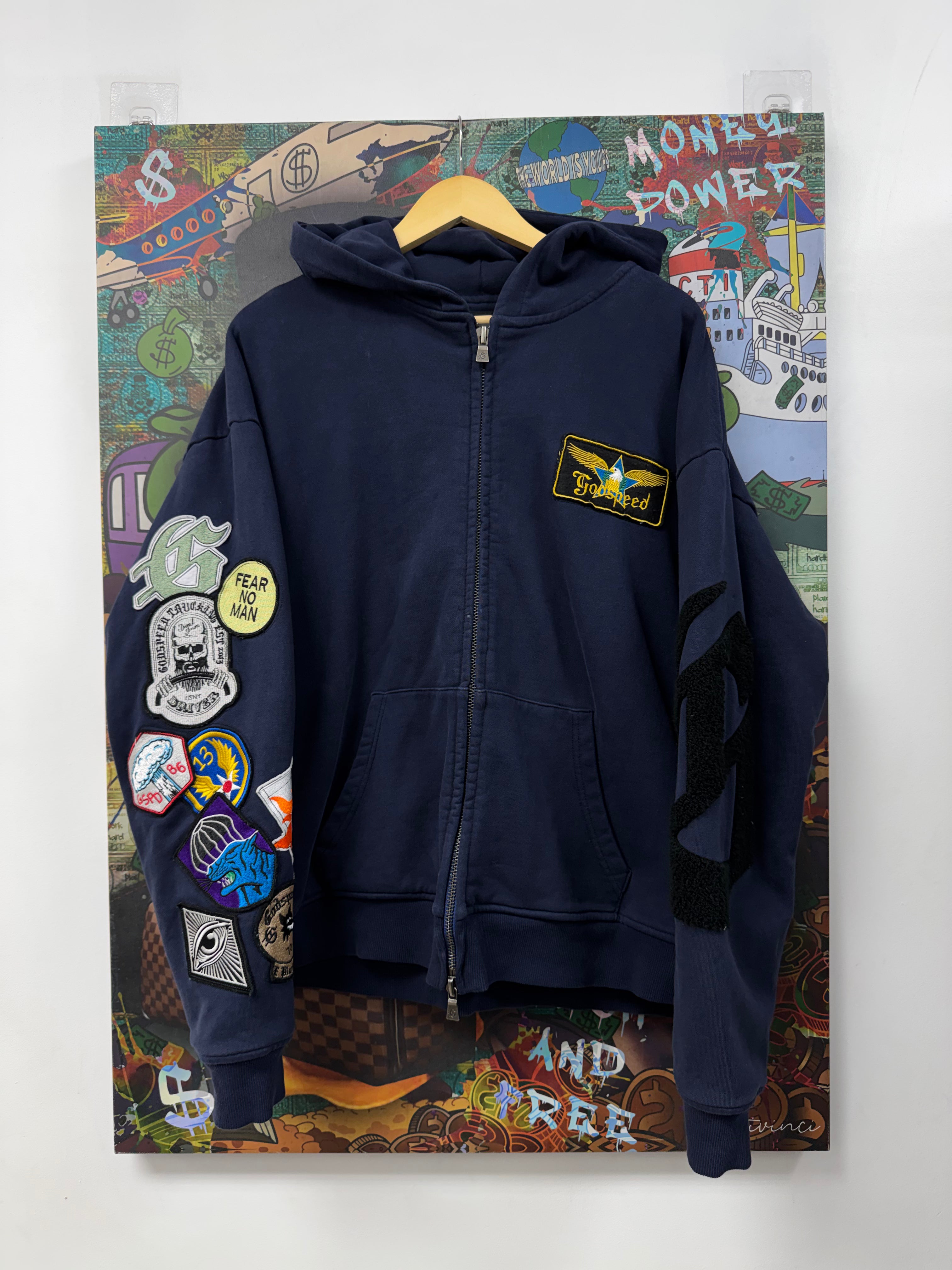 Godspeed Navy Thermal Lined Patchwork Zip Up