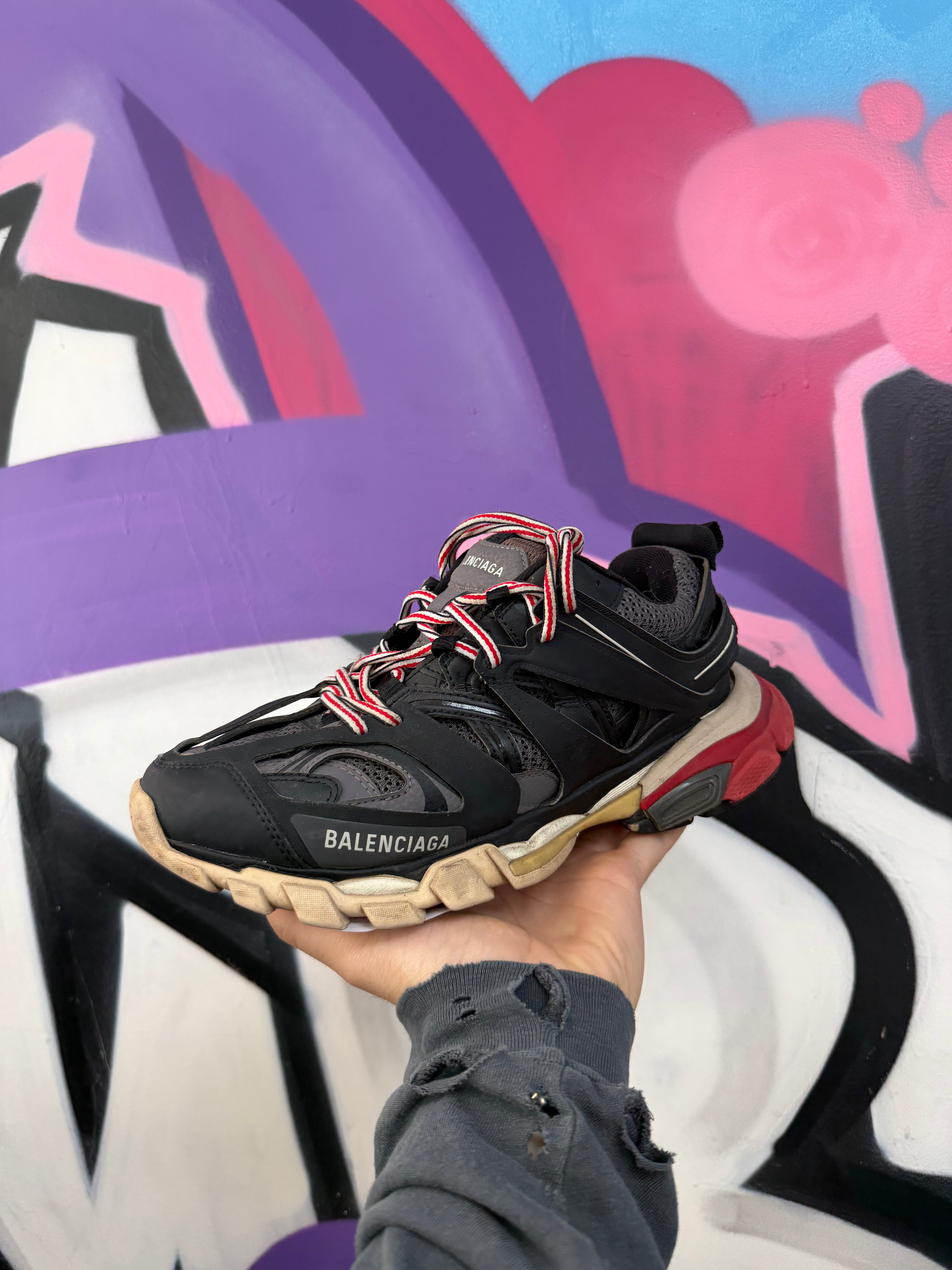 Balenciaga Black Red Track Sneakers