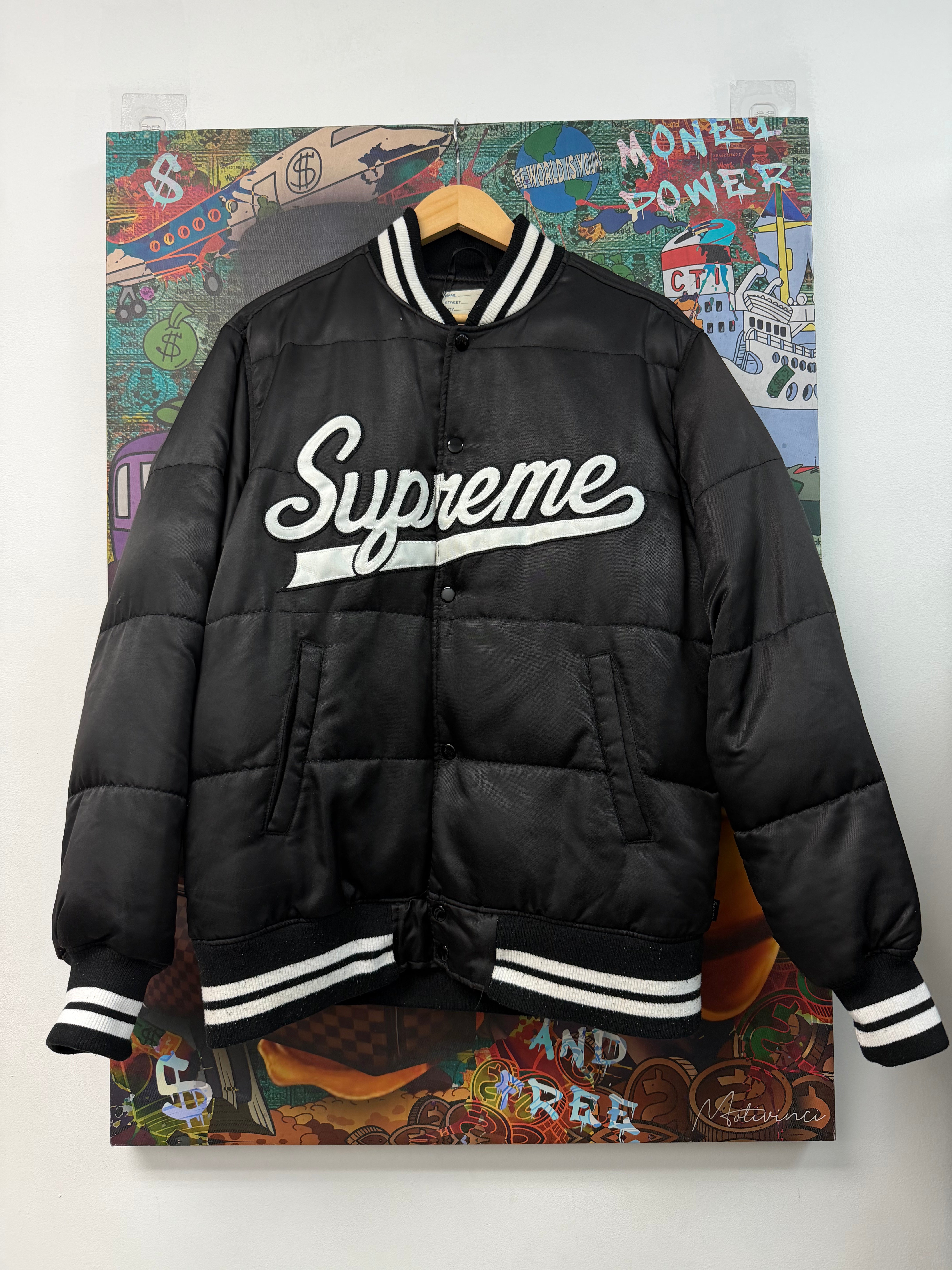 Supreme Black Classic Logo Varsity Jacket
